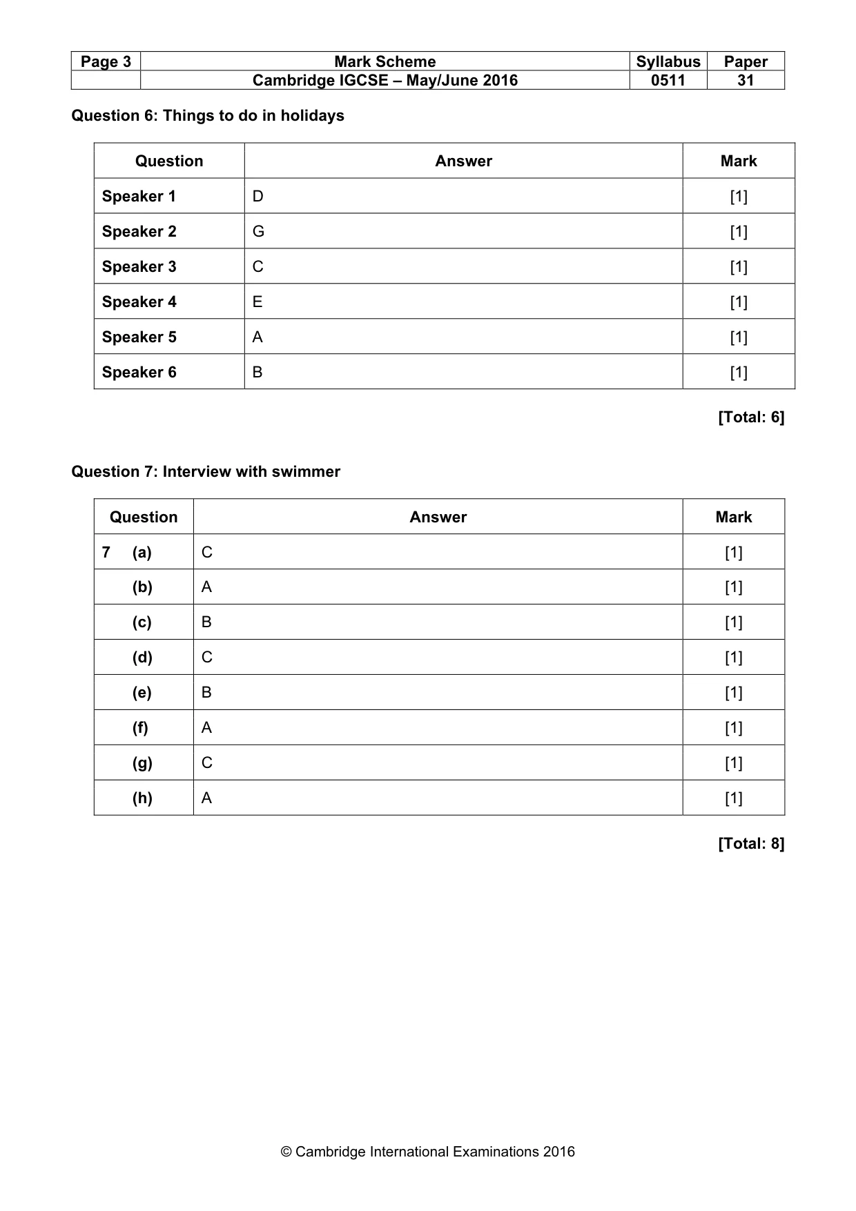 Mark scheme, page 3 of 11