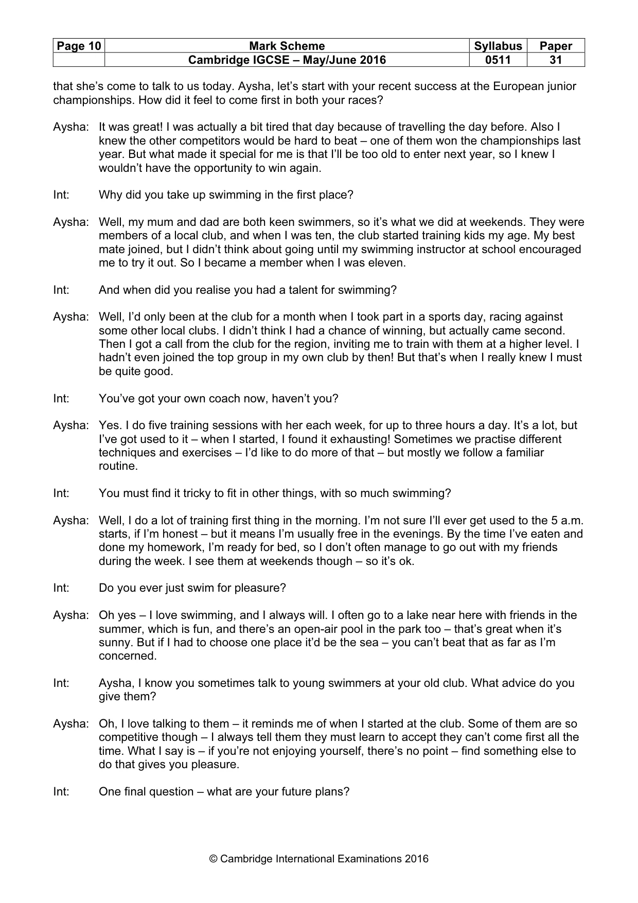 Mark scheme, page 10 of 11