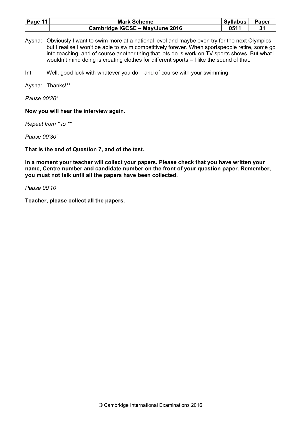 Mark scheme, page 11 of 11