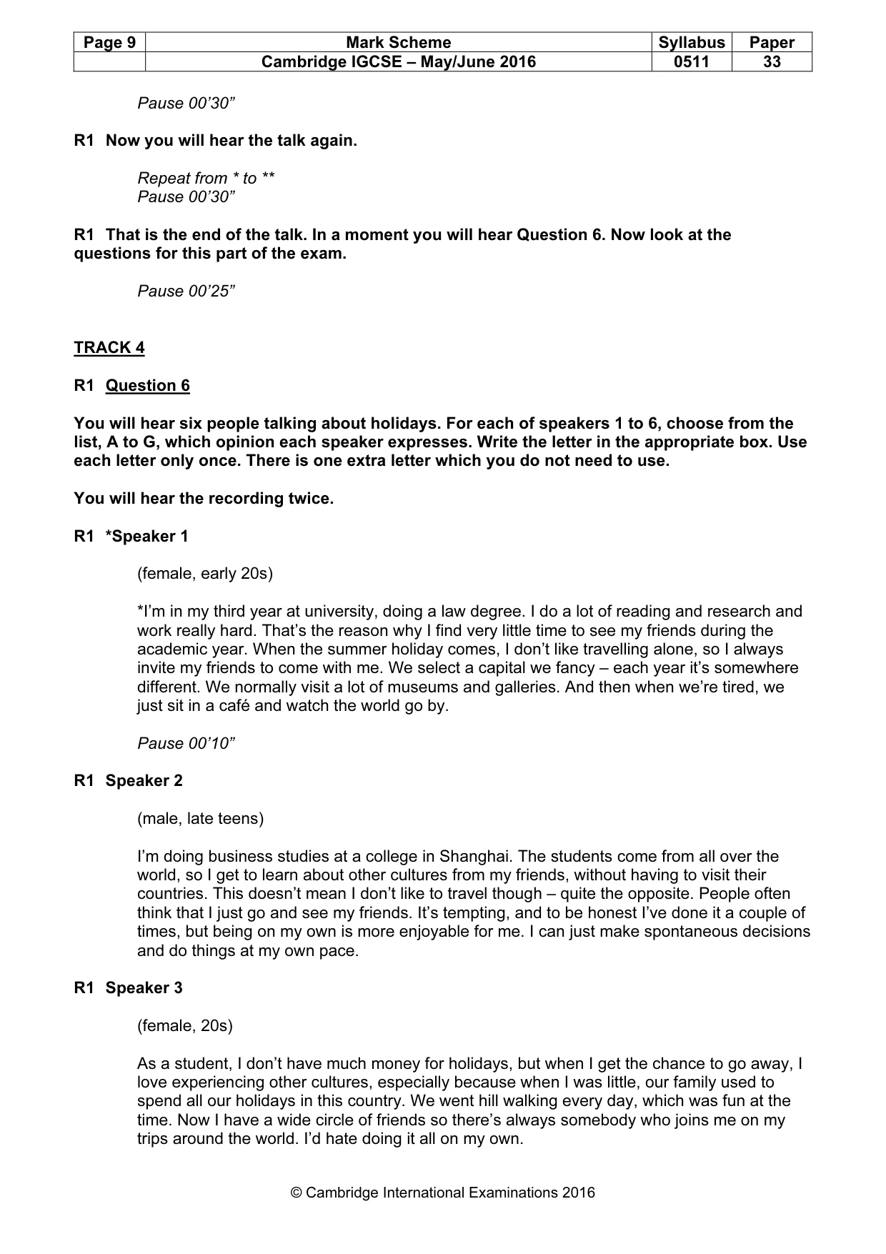 Mark scheme, page 9 of 12