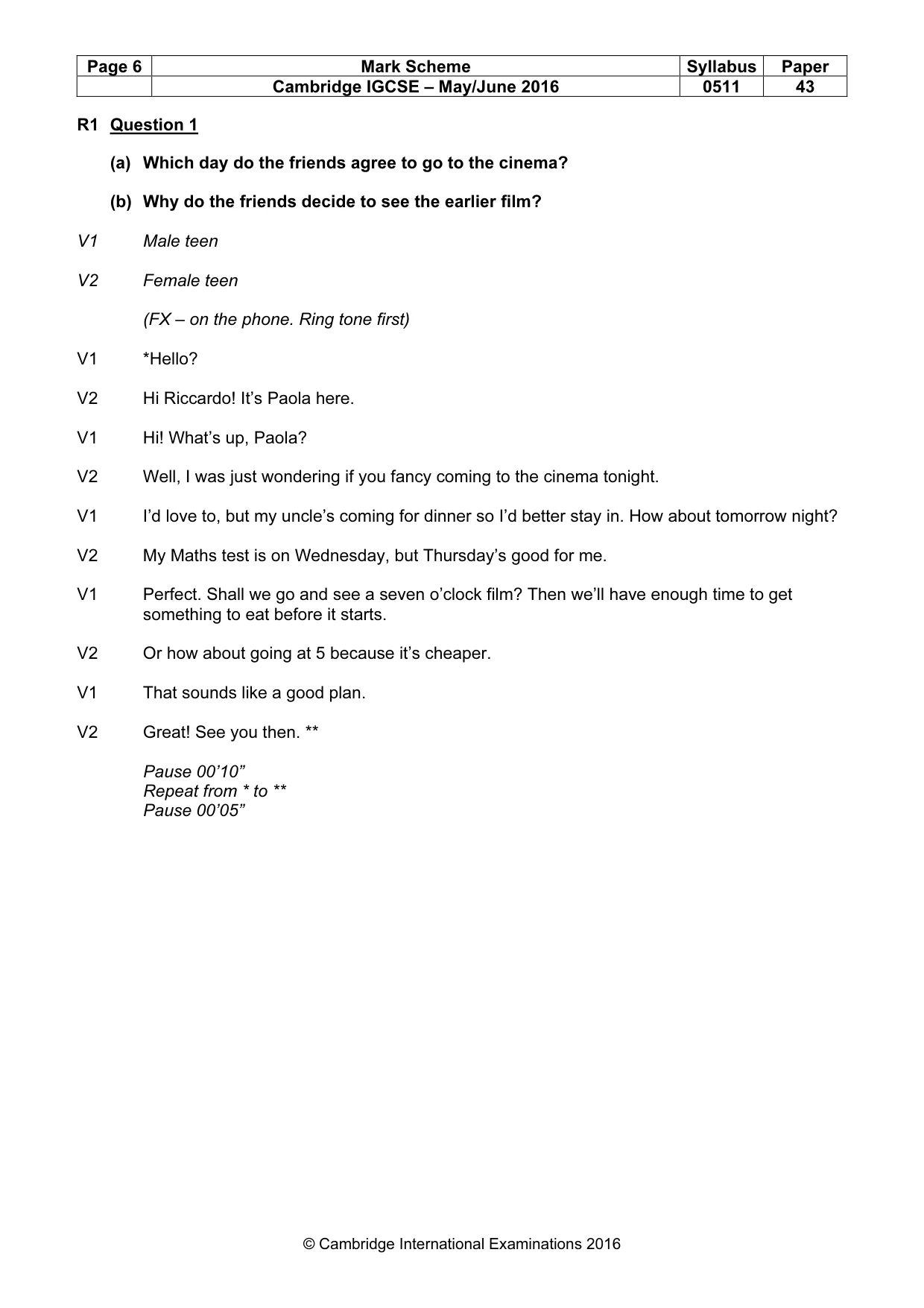 Mark scheme, page 6 of 15