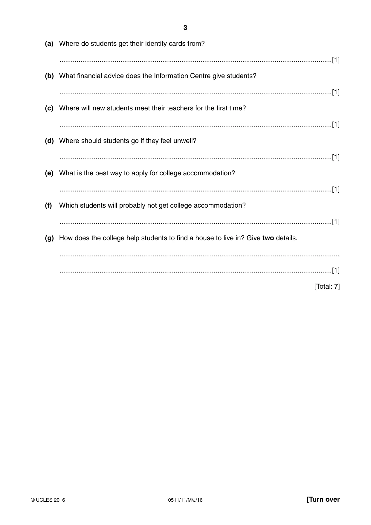 Cambridge IGCSE English - Second Language (count-in oral) 0511 2016 May/June Paper 1 · Variant 1 question paper, page 3 of 16