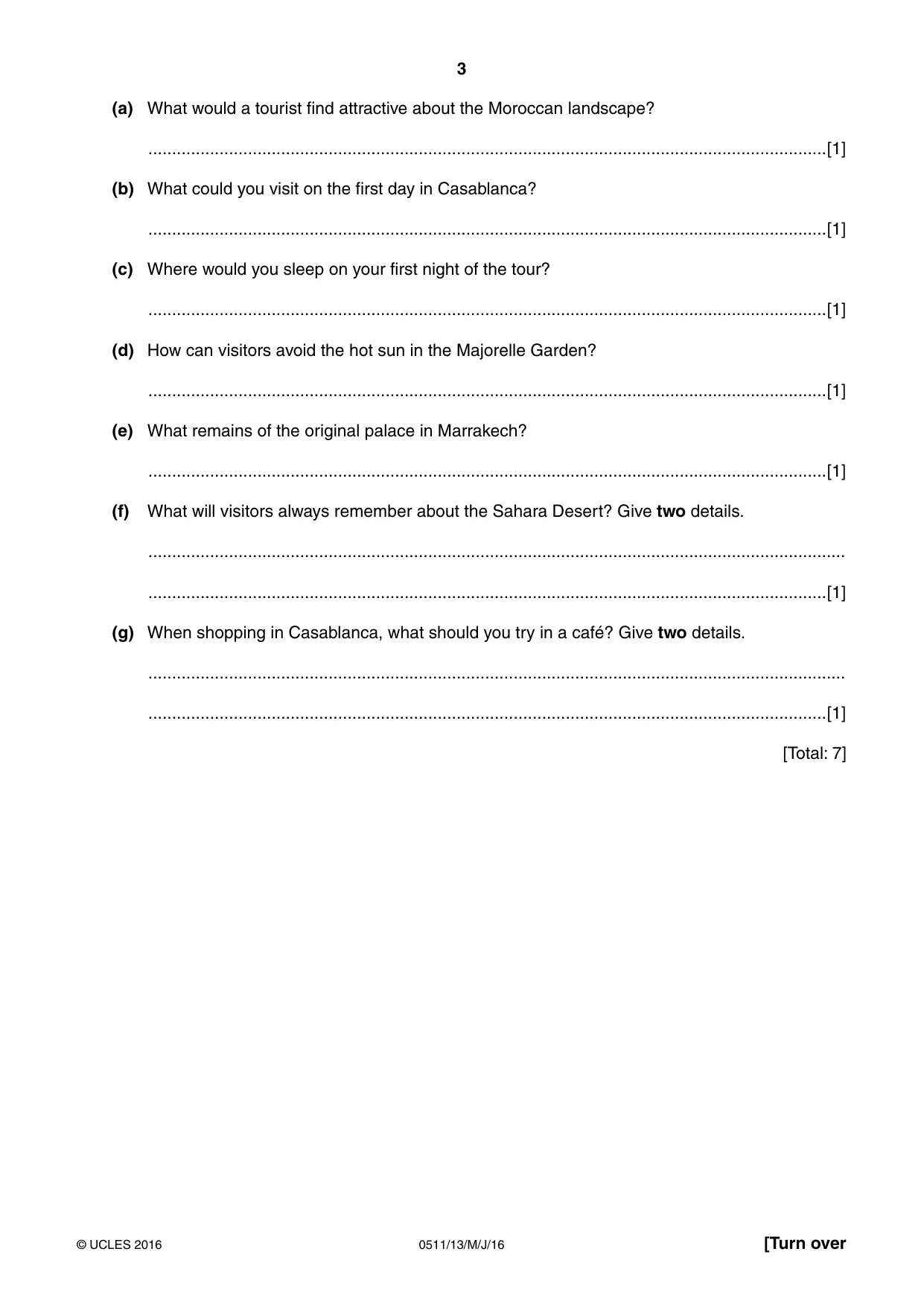 Cambridge IGCSE English - Second Language (count-in oral) 0511 2016 May/June Paper 1 · Variant 3 question paper, page 3 of 16