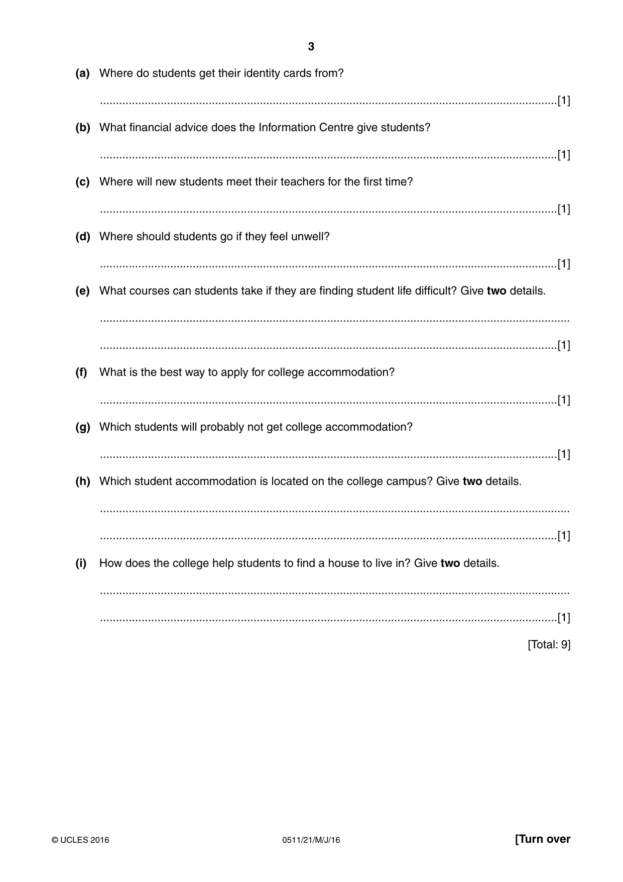 Cambridge IGCSE English - Second Language (count-in oral) 0511 2016 May/June Paper 2 · Variant 1 question paper, page 3 of 16