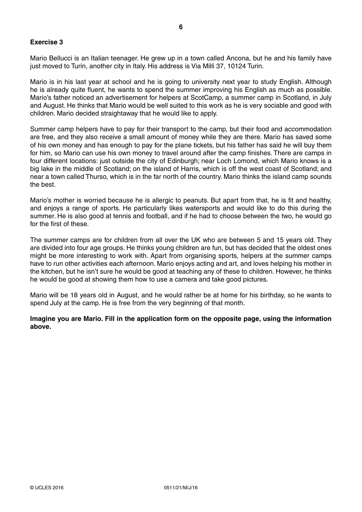 Cambridge IGCSE English - Second Language (count-in oral) 0511 2016 May/June Paper 2 · Variant 1 question paper, page 6 of 16