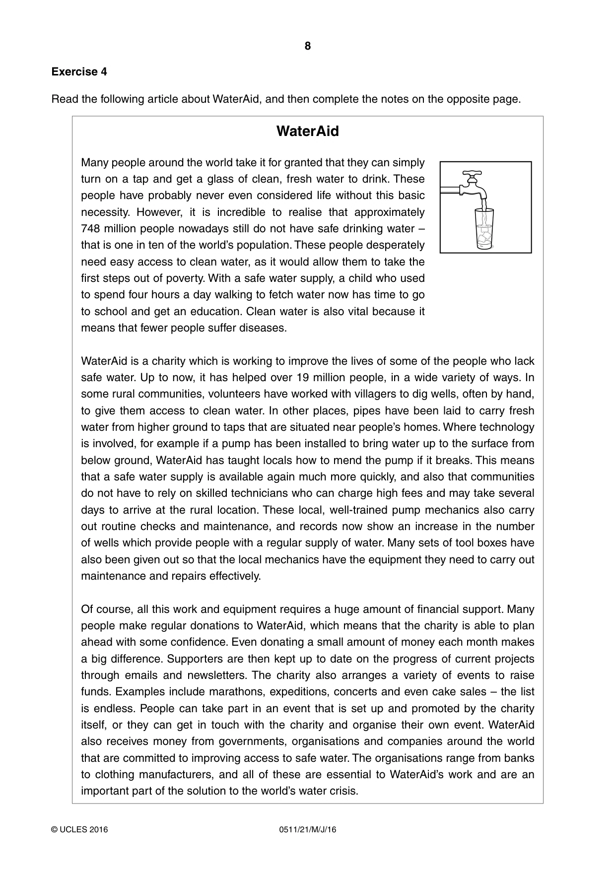 Cambridge IGCSE English - Second Language (count-in oral) 0511 2016 May/June Paper 2 · Variant 1 question paper, page 8 of 16
