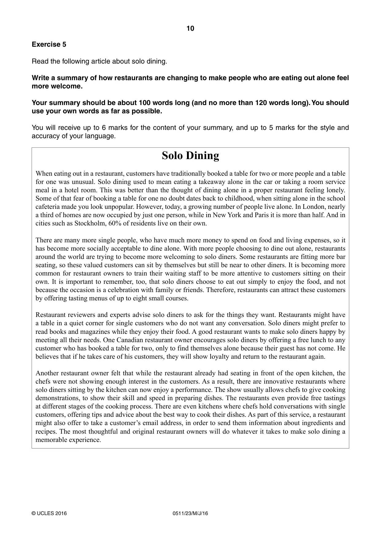 Cambridge IGCSE English - Second Language (count-in oral) 0511 2016 May/June Paper 2 · Variant 3 question paper, page 10 of 16