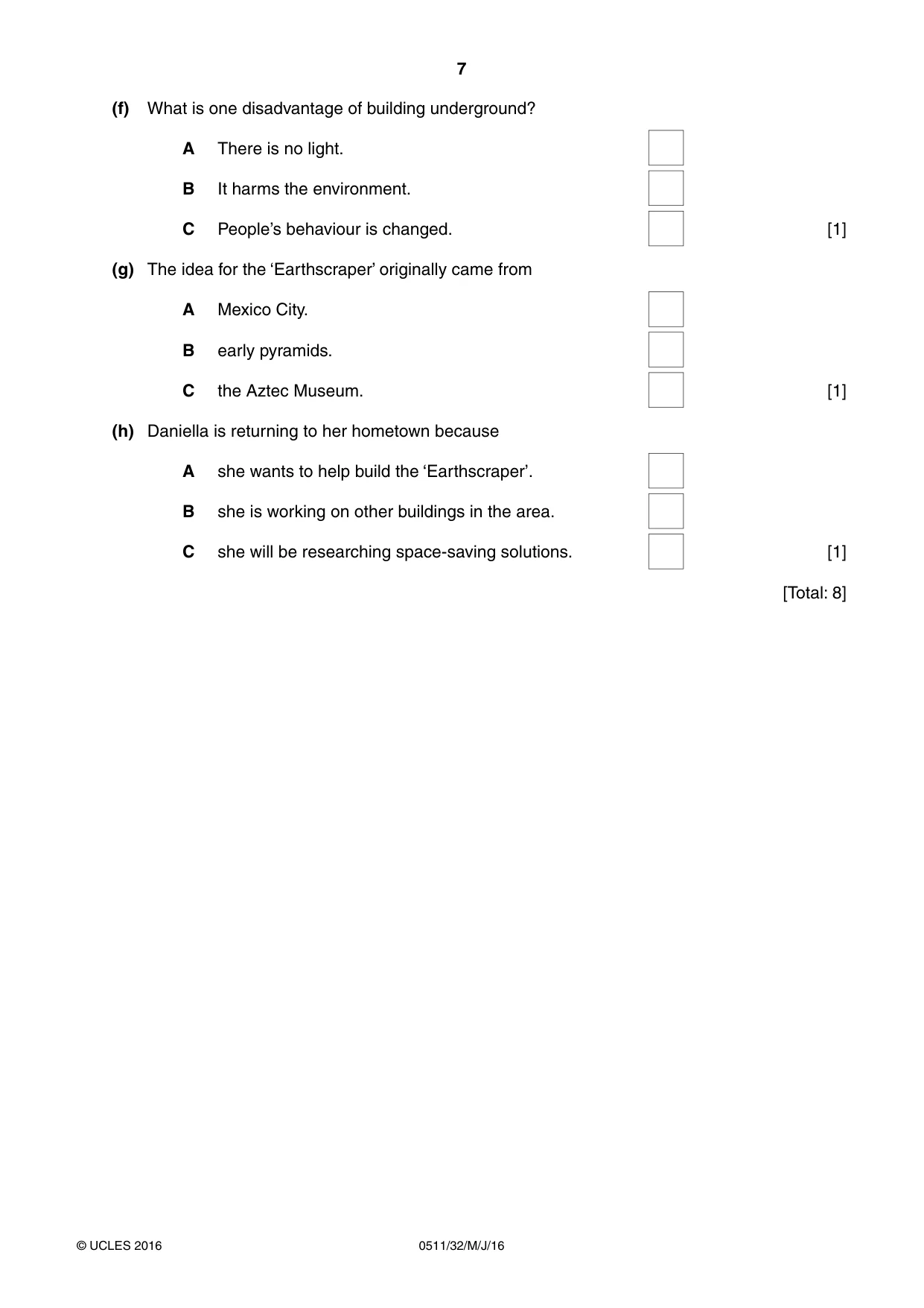 Cambridge IGCSE English - Second Language (count-in oral) 0511 2016 May/June Paper 3 · Variant 2 question paper, page 7 of 8