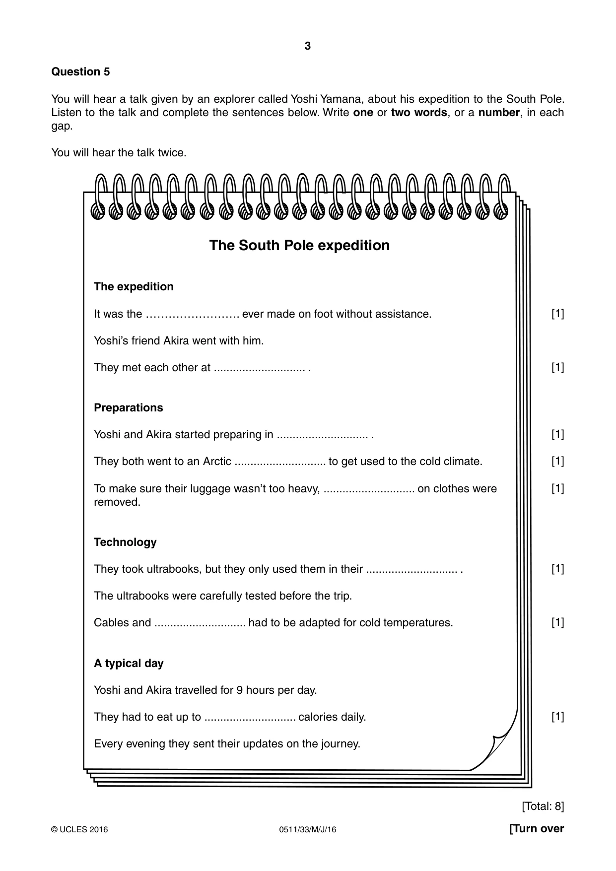 Cambridge IGCSE English - Second Language (count-in oral) 0511 2016 May/June Paper 3 · Variant 3 question paper, page 3 of 8