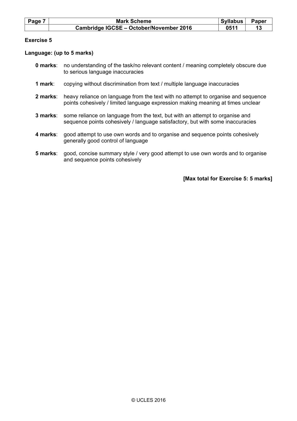 Mark scheme, page 7 of 10