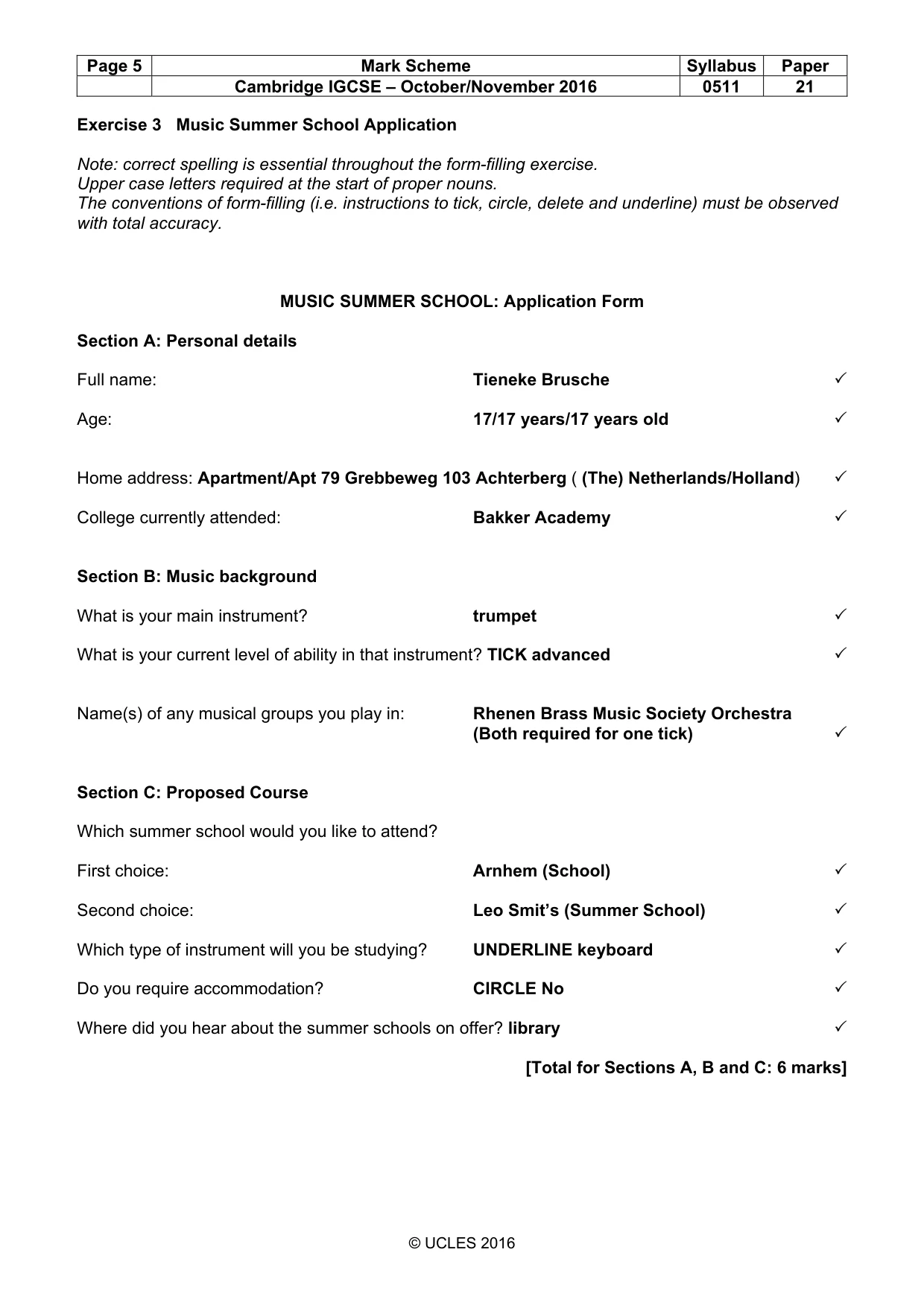 Mark scheme, page 5 of 12