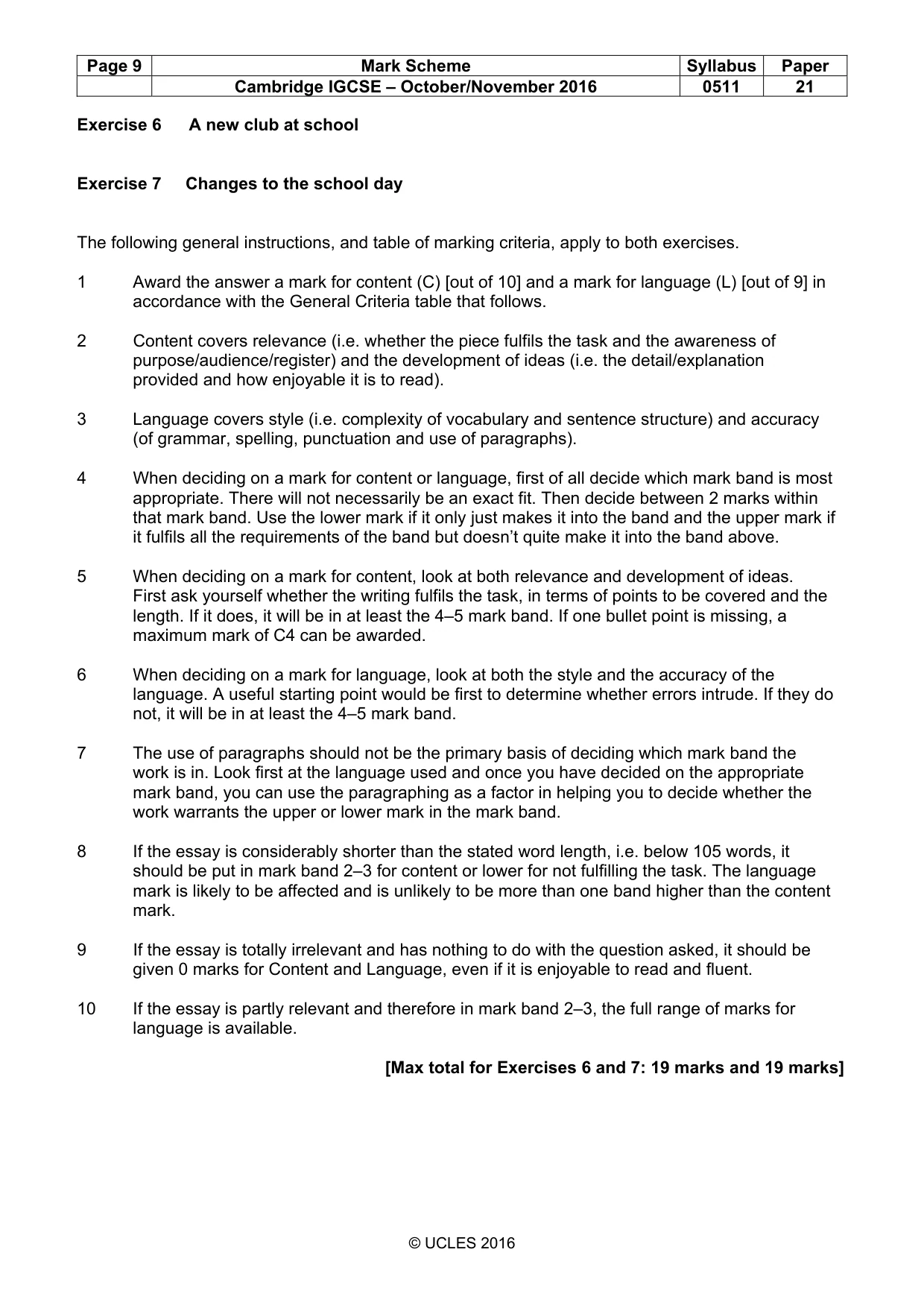 Mark scheme, page 9 of 12