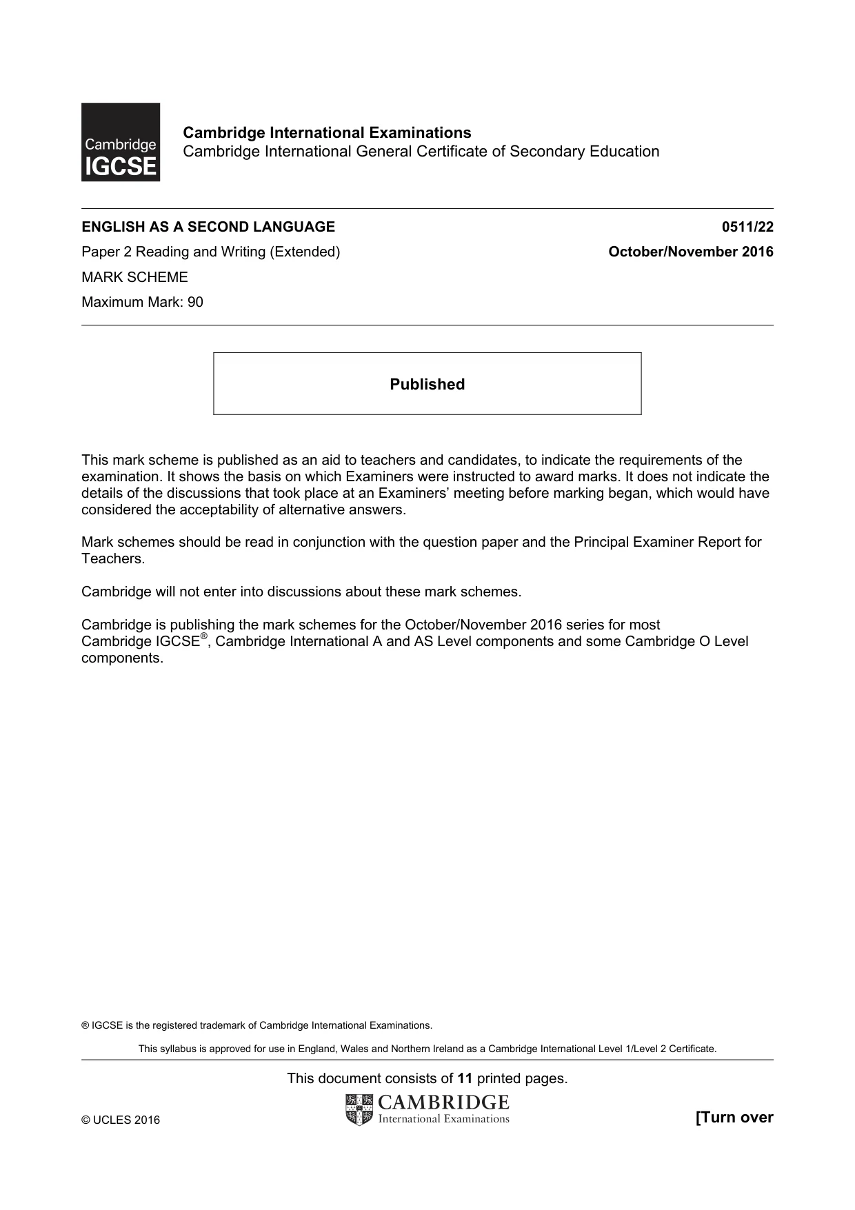 Mark scheme, page 1 of 11