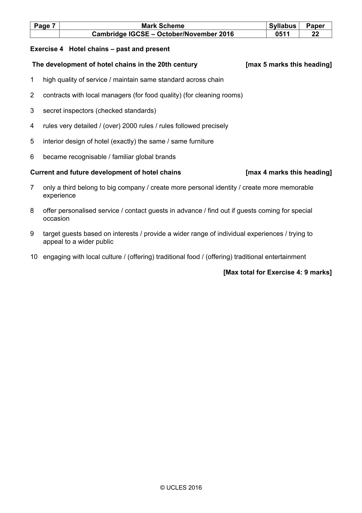 Mark scheme, page 7 of 11