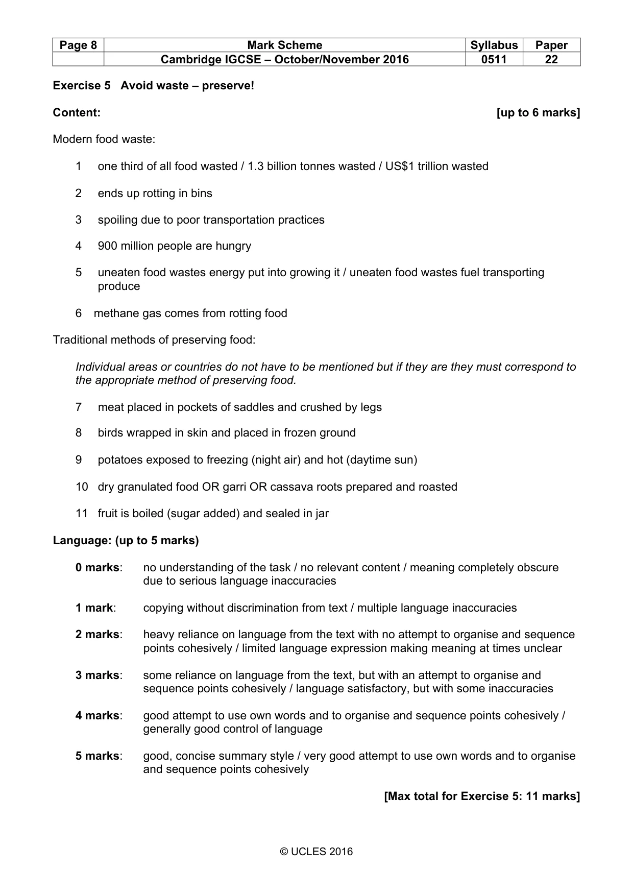 Mark scheme, page 8 of 11