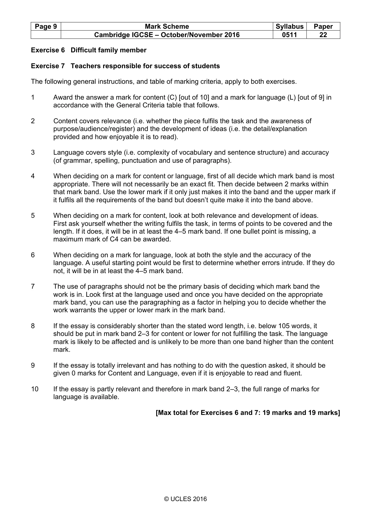Mark scheme, page 9 of 11