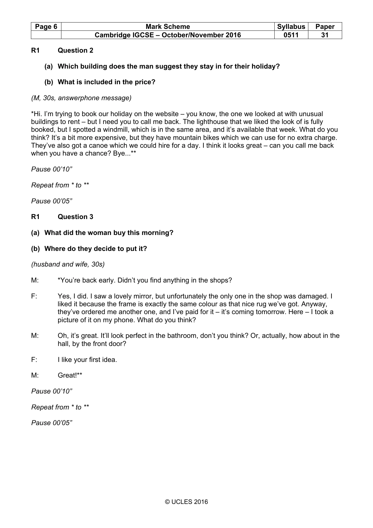 Mark scheme, page 6 of 12
