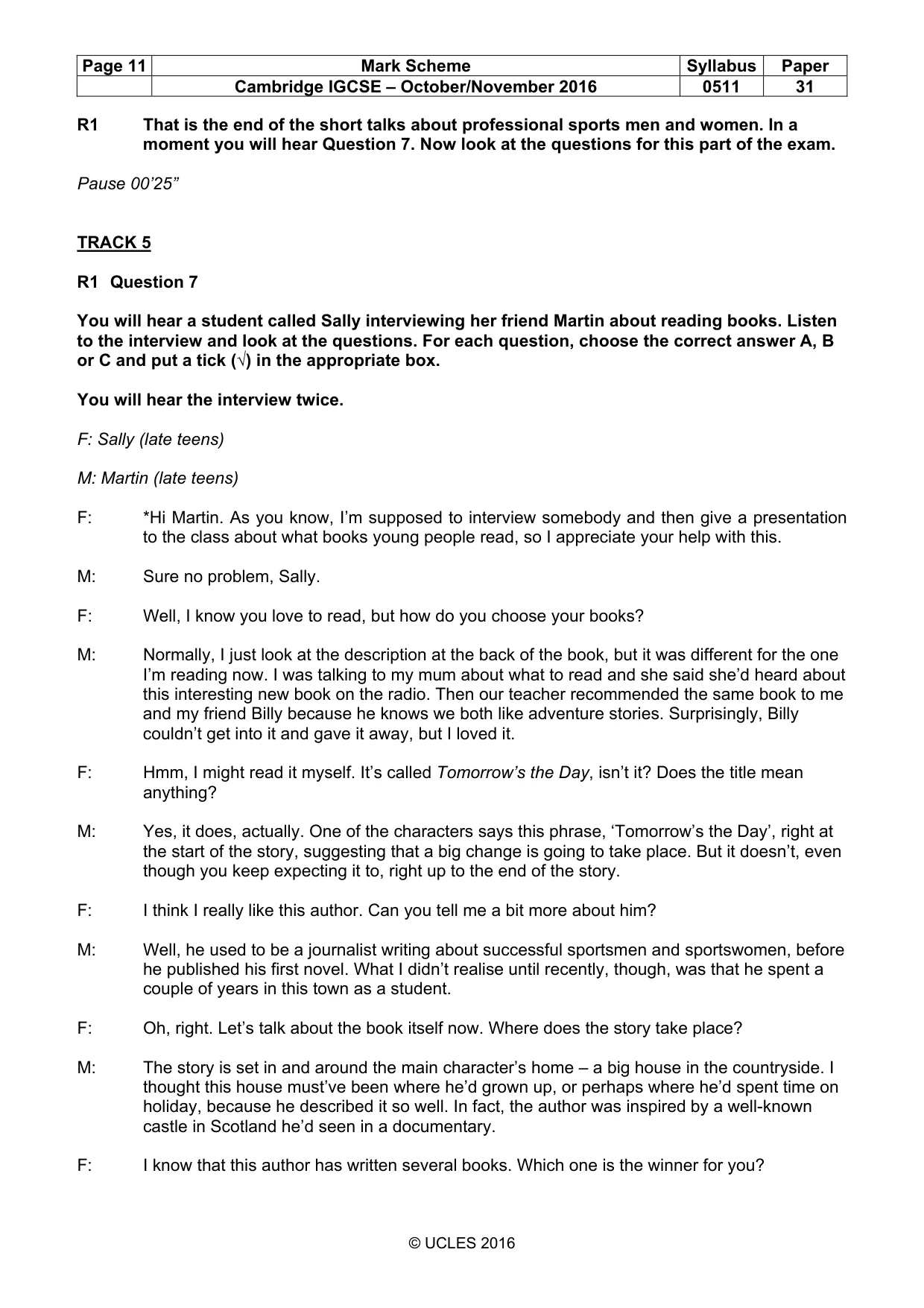 Mark scheme, page 11 of 12