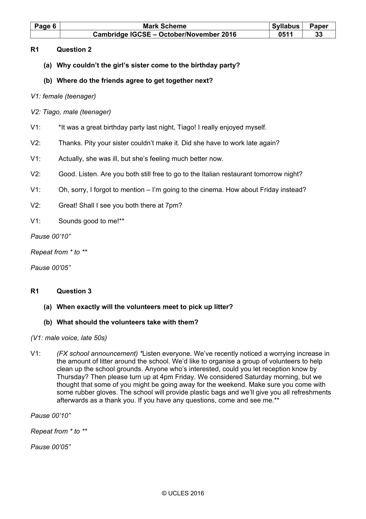 Mark scheme, page 6 of 12