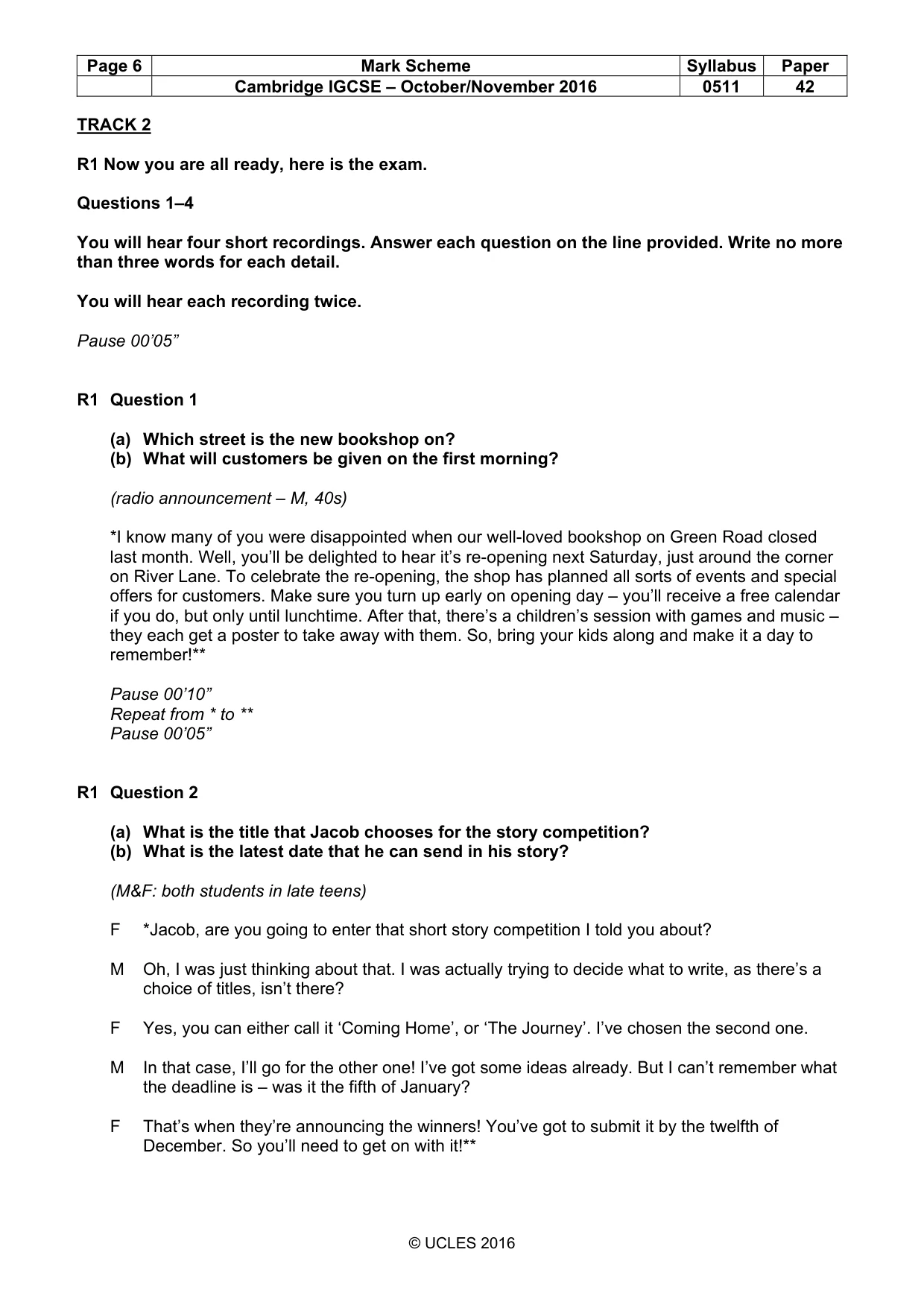 Mark scheme, page 6 of 16