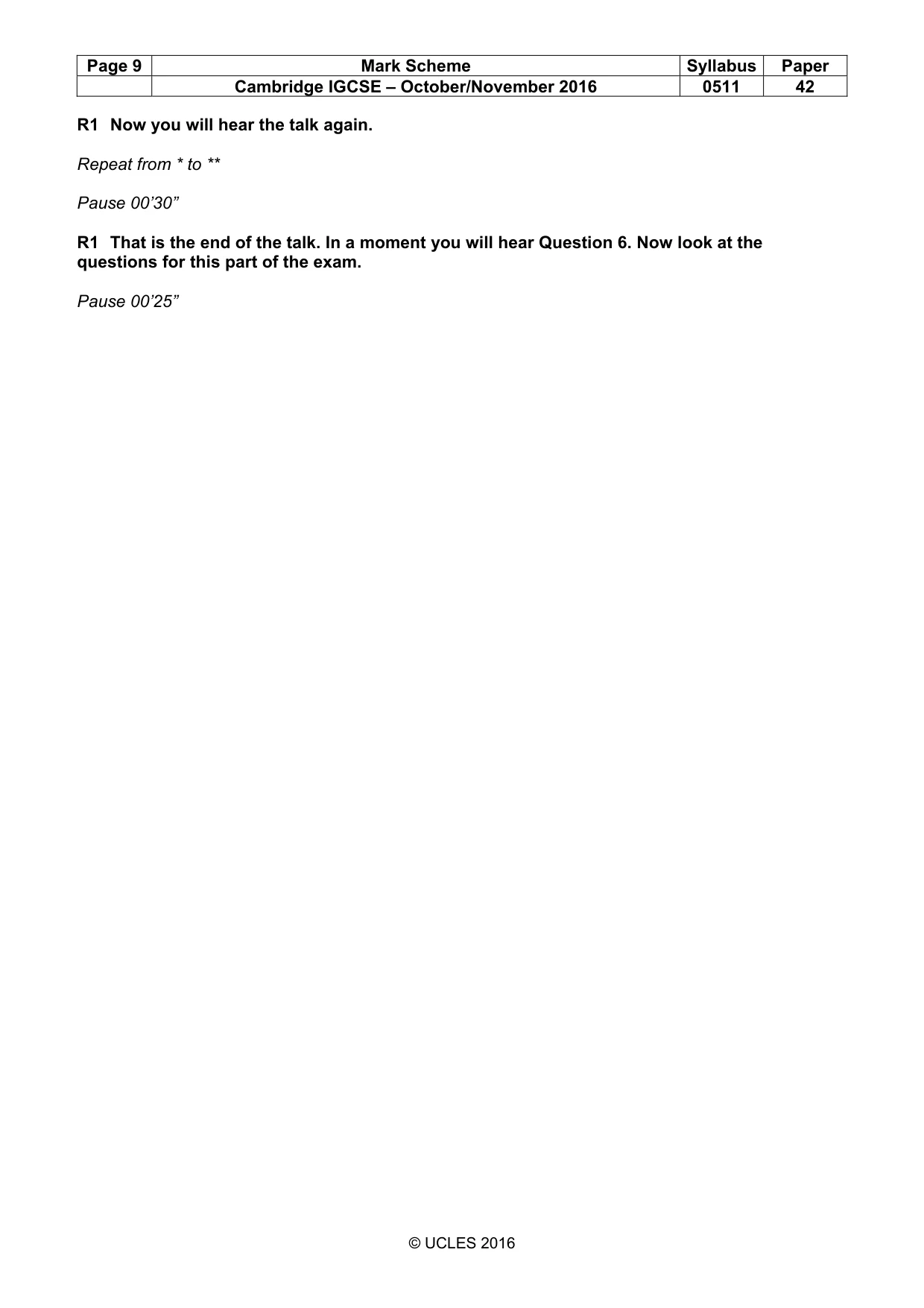 Mark scheme, page 9 of 16