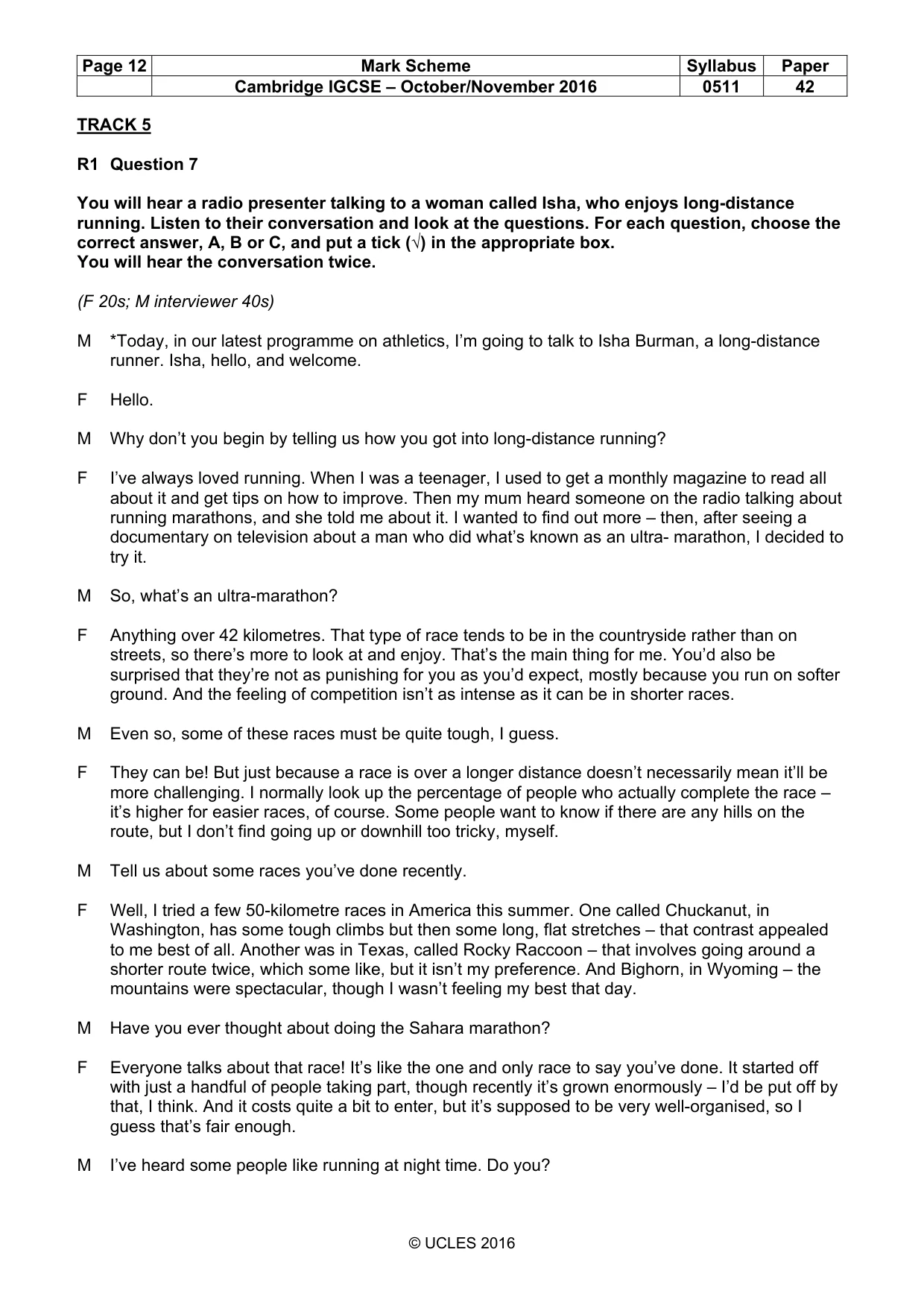 Mark scheme, page 12 of 16