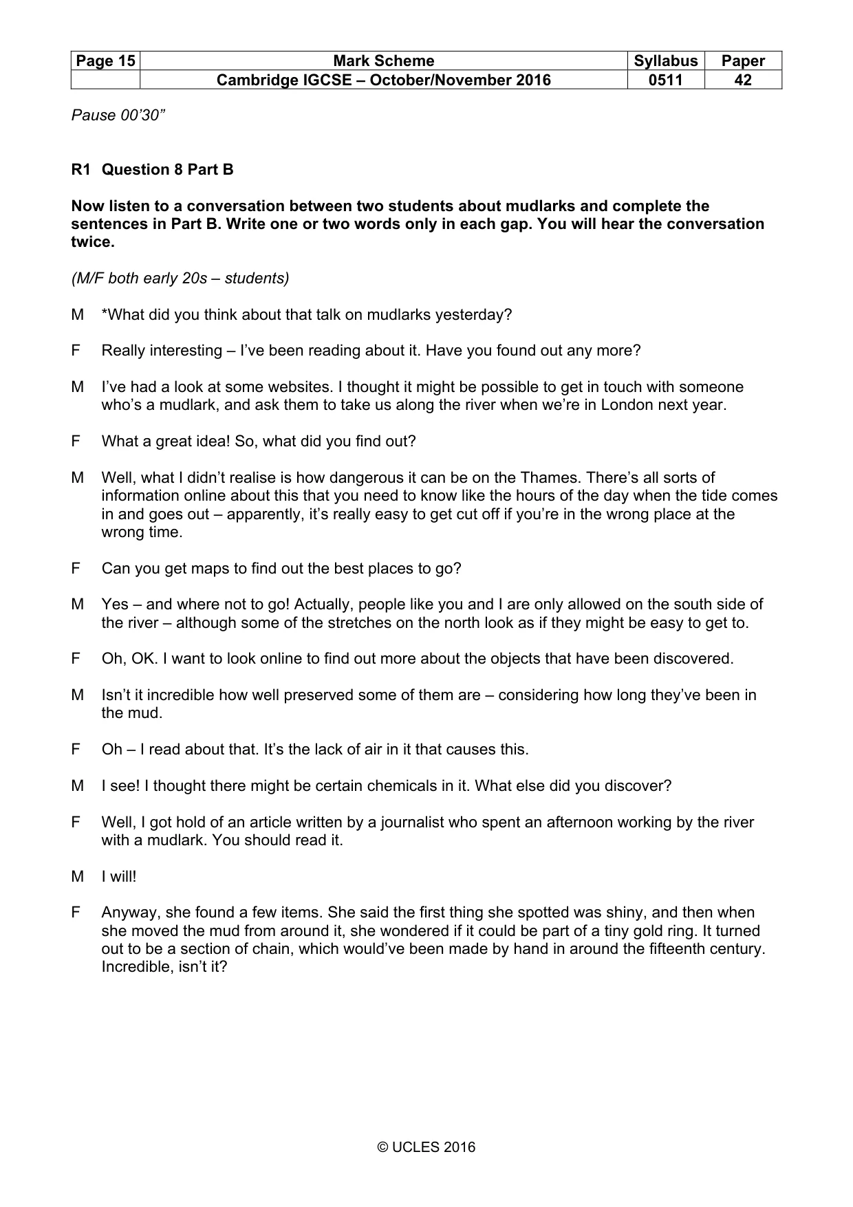 Mark scheme, page 15 of 16
