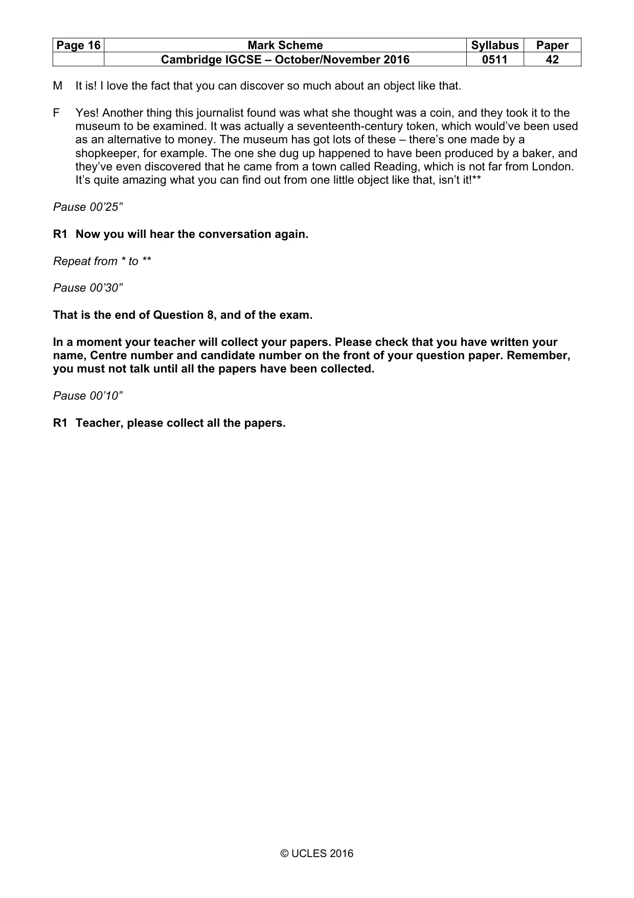 Mark scheme, page 16 of 16