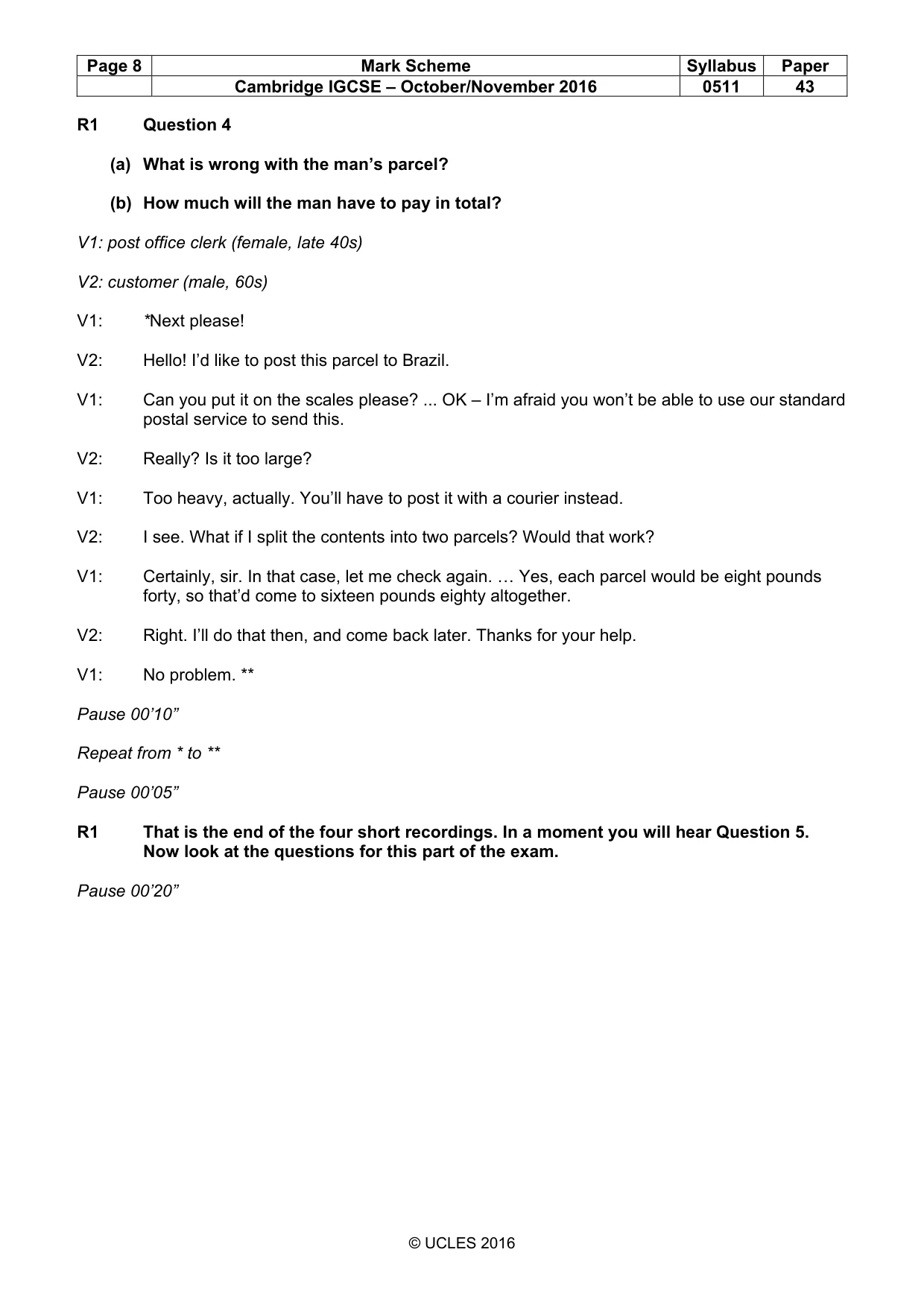 Mark scheme, page 8 of 16