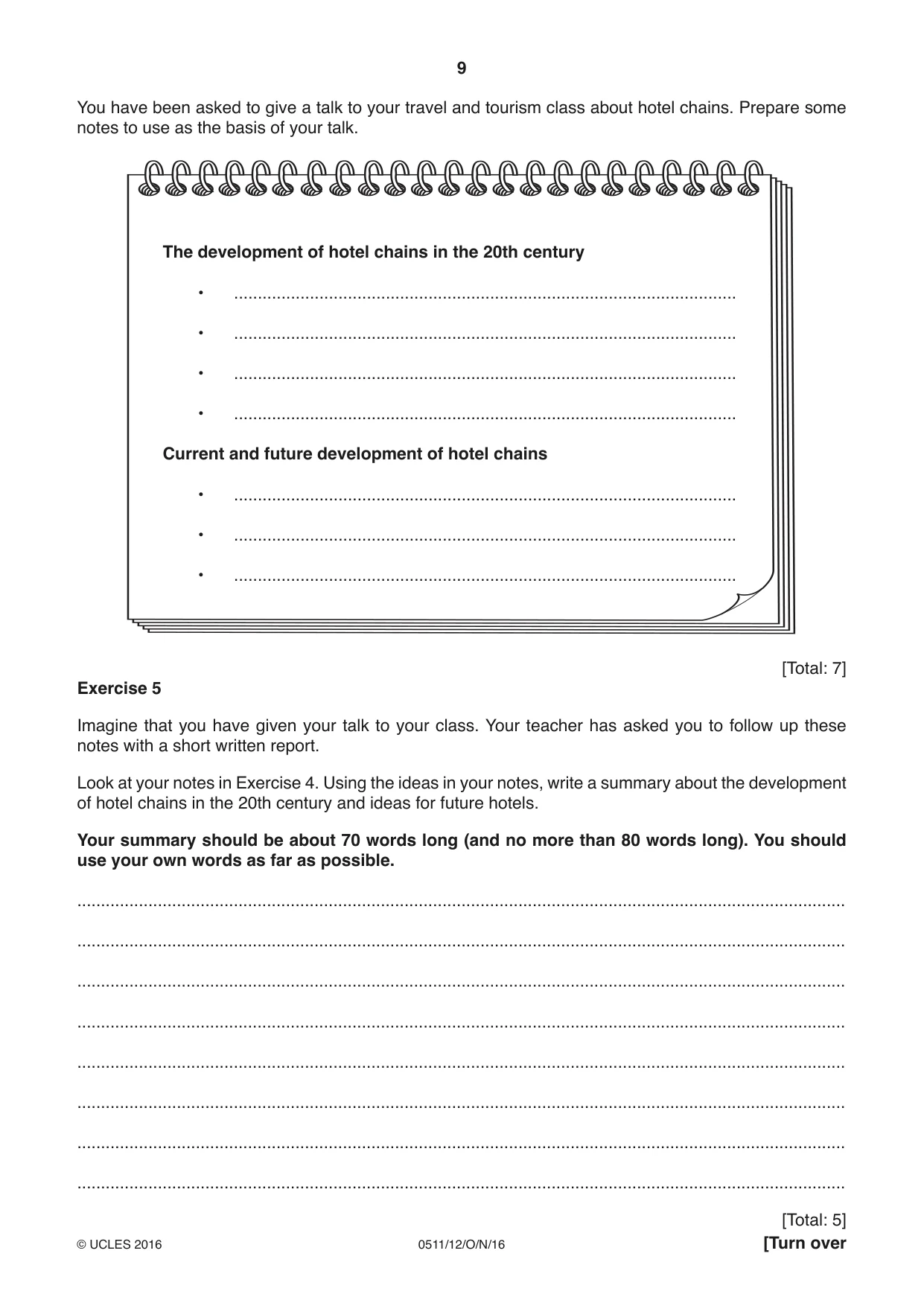Cambridge IGCSE English - Second Language (count-in oral) 0511 2016 Oct/Nov Paper 1 · Variant 2 question paper, page 9 of 16
