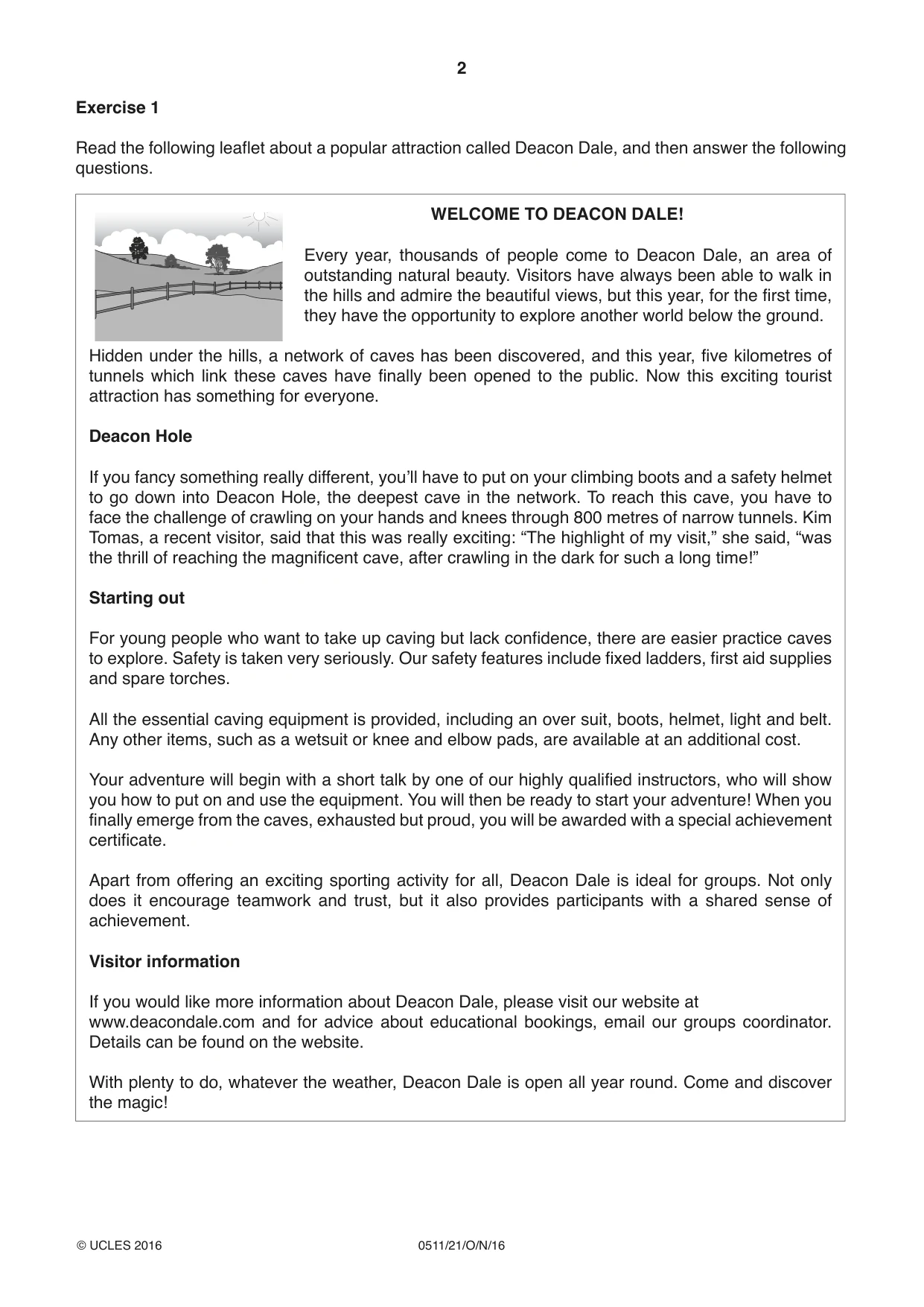 Cambridge IGCSE English - Second Language (count-in oral) 0511 2016 Oct/Nov Paper 2 · Variant 1 question paper, page 2 of 16