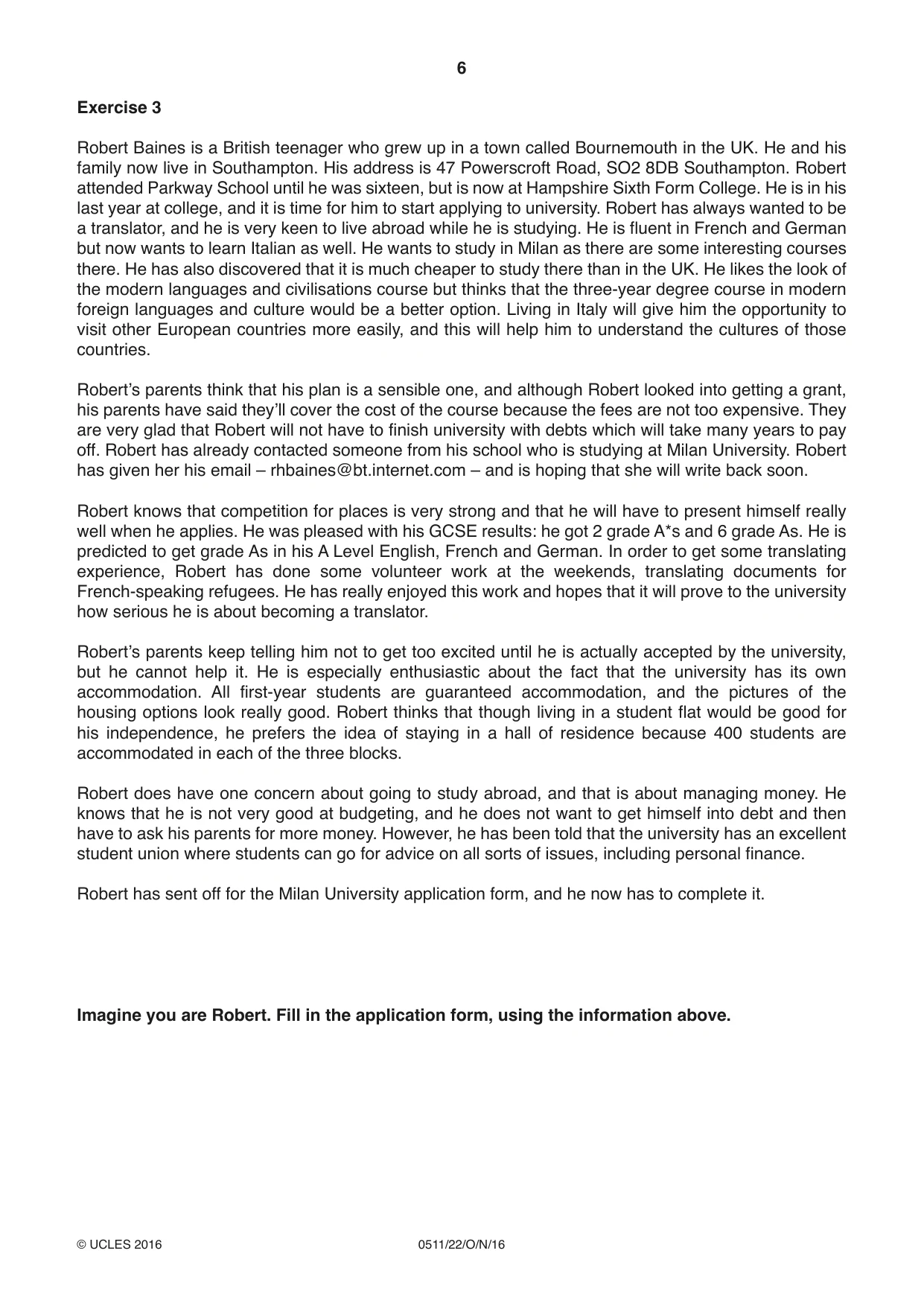 Cambridge IGCSE English - Second Language (count-in oral) 0511 2016 Oct/Nov Paper 2 · Variant 2 question paper, page 6 of 16