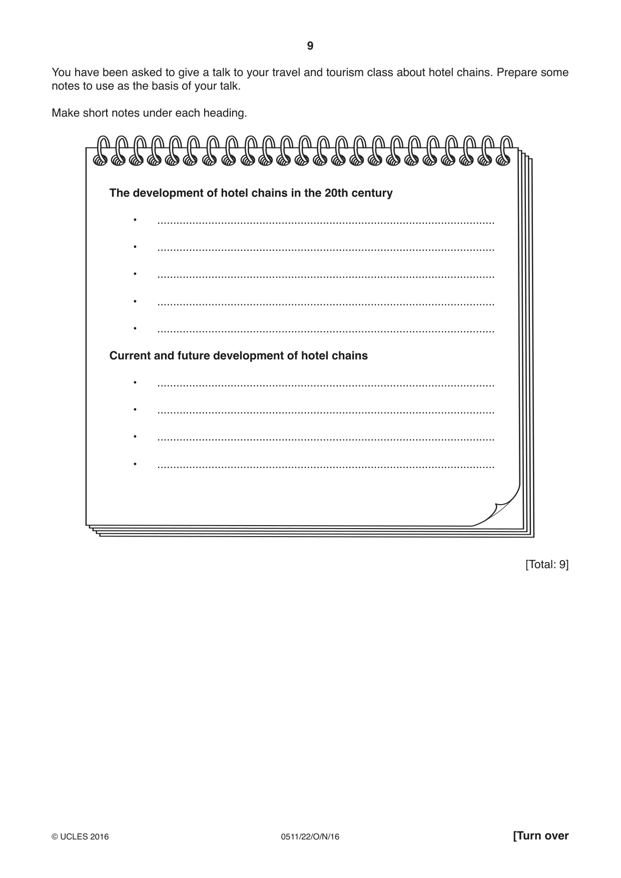 Cambridge IGCSE English - Second Language (count-in oral) 0511 2016 Oct/Nov Paper 2 · Variant 2 question paper, page 9 of 16