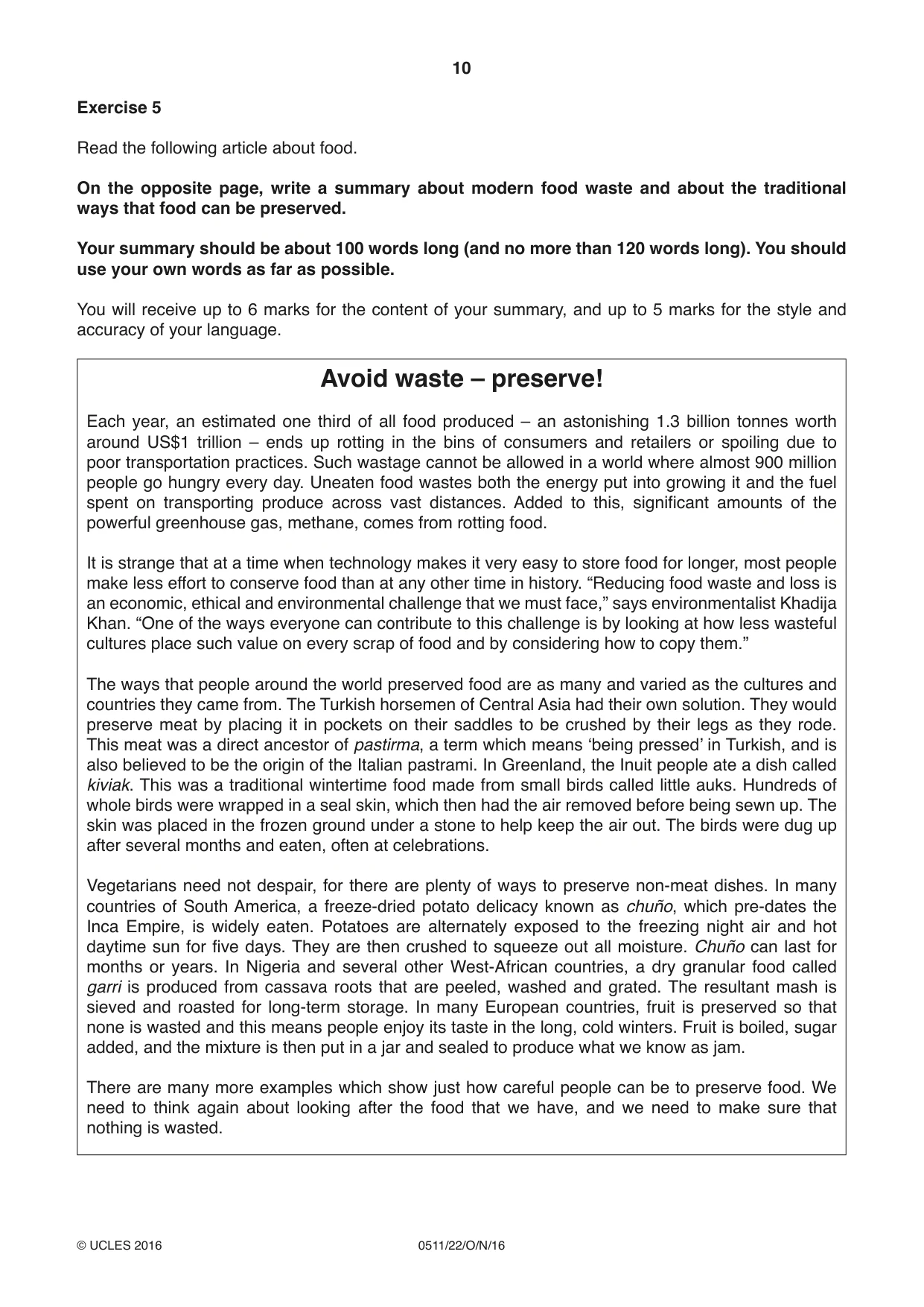 Cambridge IGCSE English - Second Language (count-in oral) 0511 2016 Oct/Nov Paper 2 · Variant 2 question paper, page 10 of 16