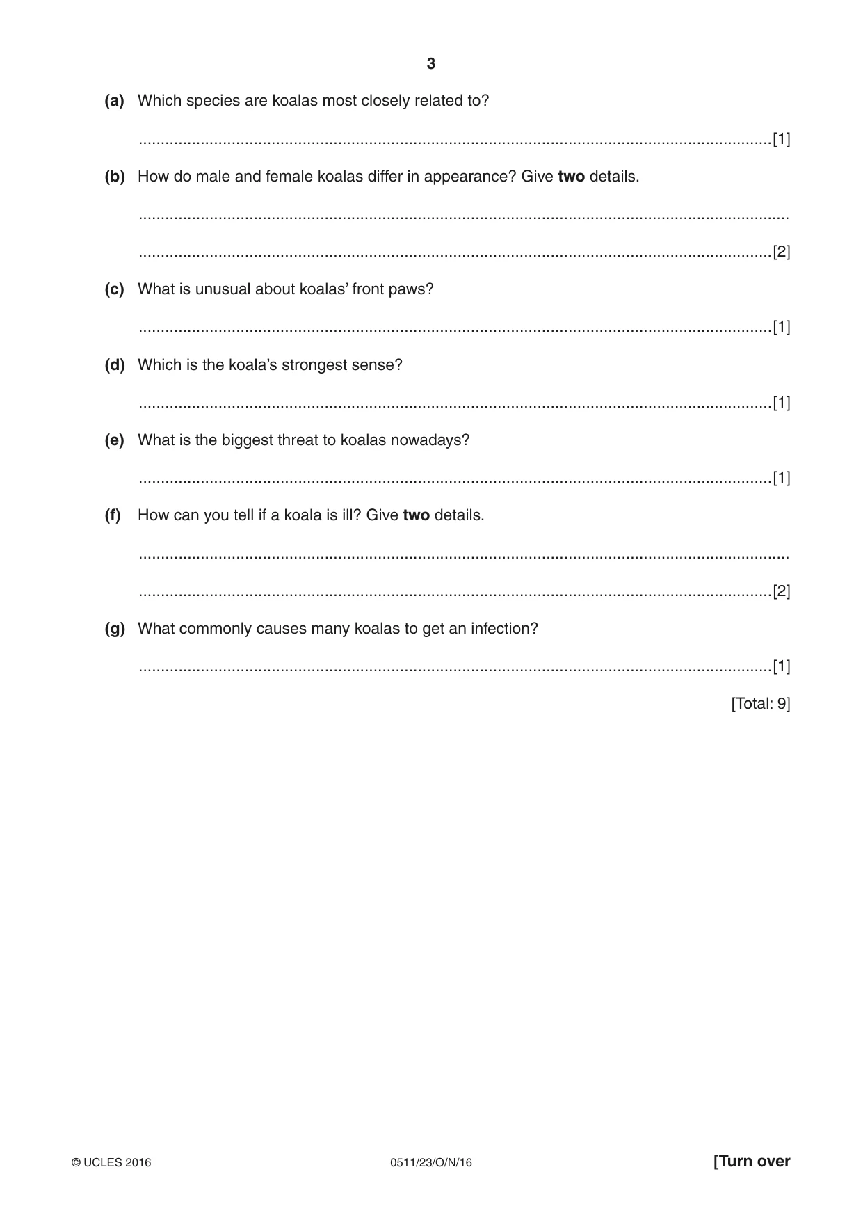Cambridge IGCSE English - Second Language (count-in oral) 0511 2016 Oct/Nov Paper 2 · Variant 3 question paper, page 3 of 16