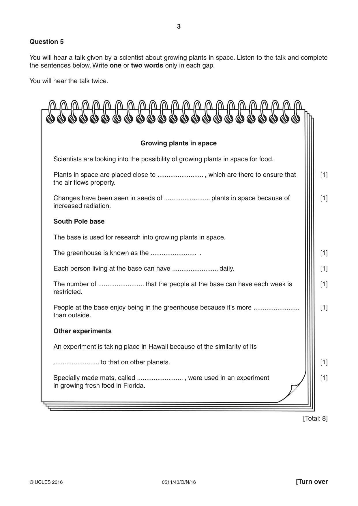 Cambridge IGCSE English - Second Language (count-in oral) 0511 2016 Oct/Nov Paper 4 · Variant 3 question paper, page 3 of 12