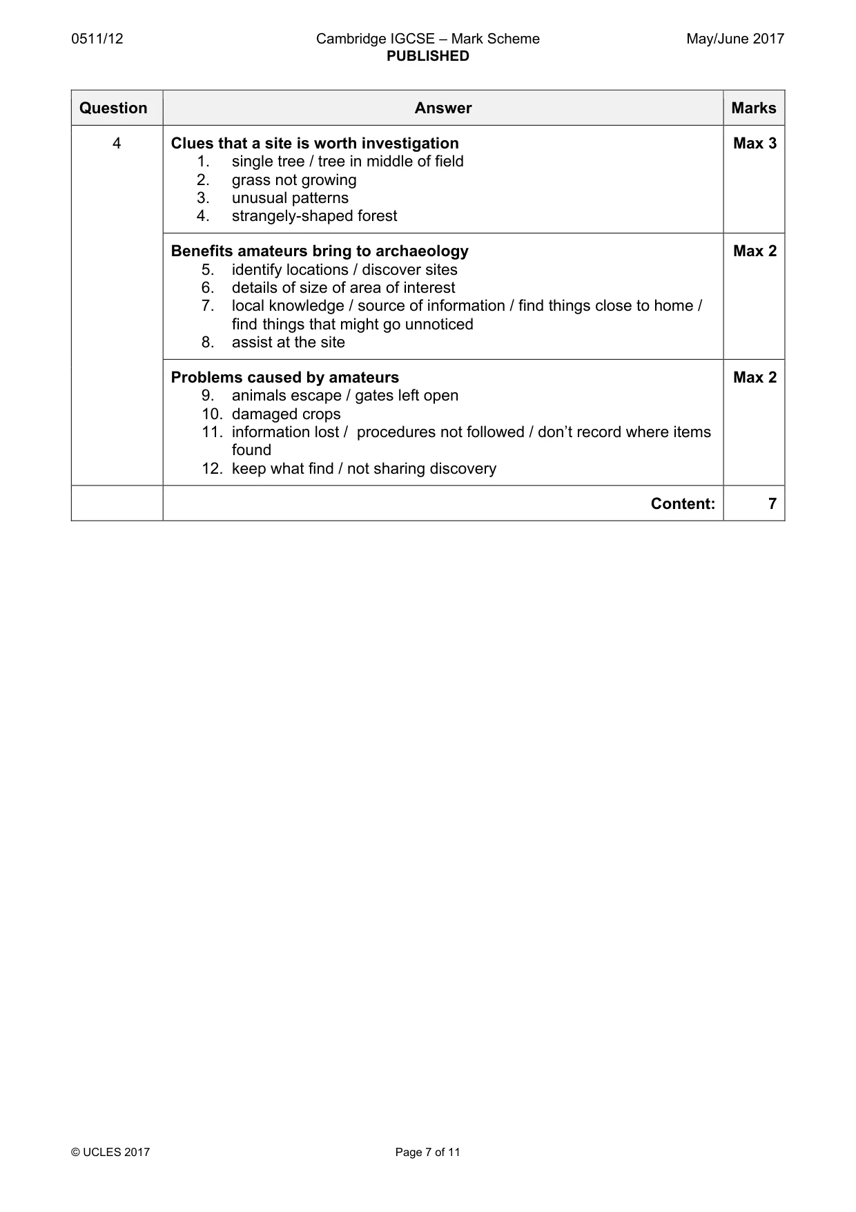 Mark scheme, page 7 of 11