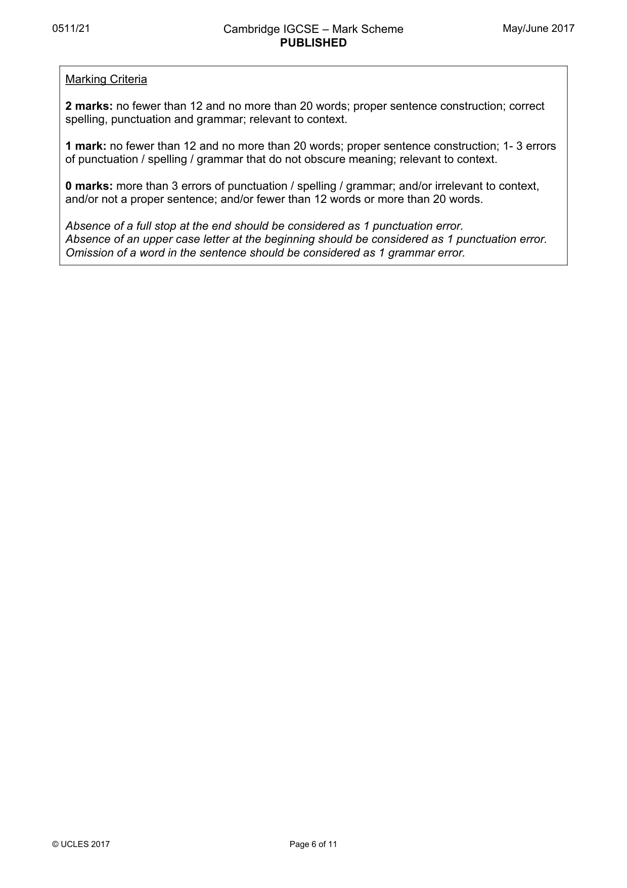 Mark scheme, page 6 of 11