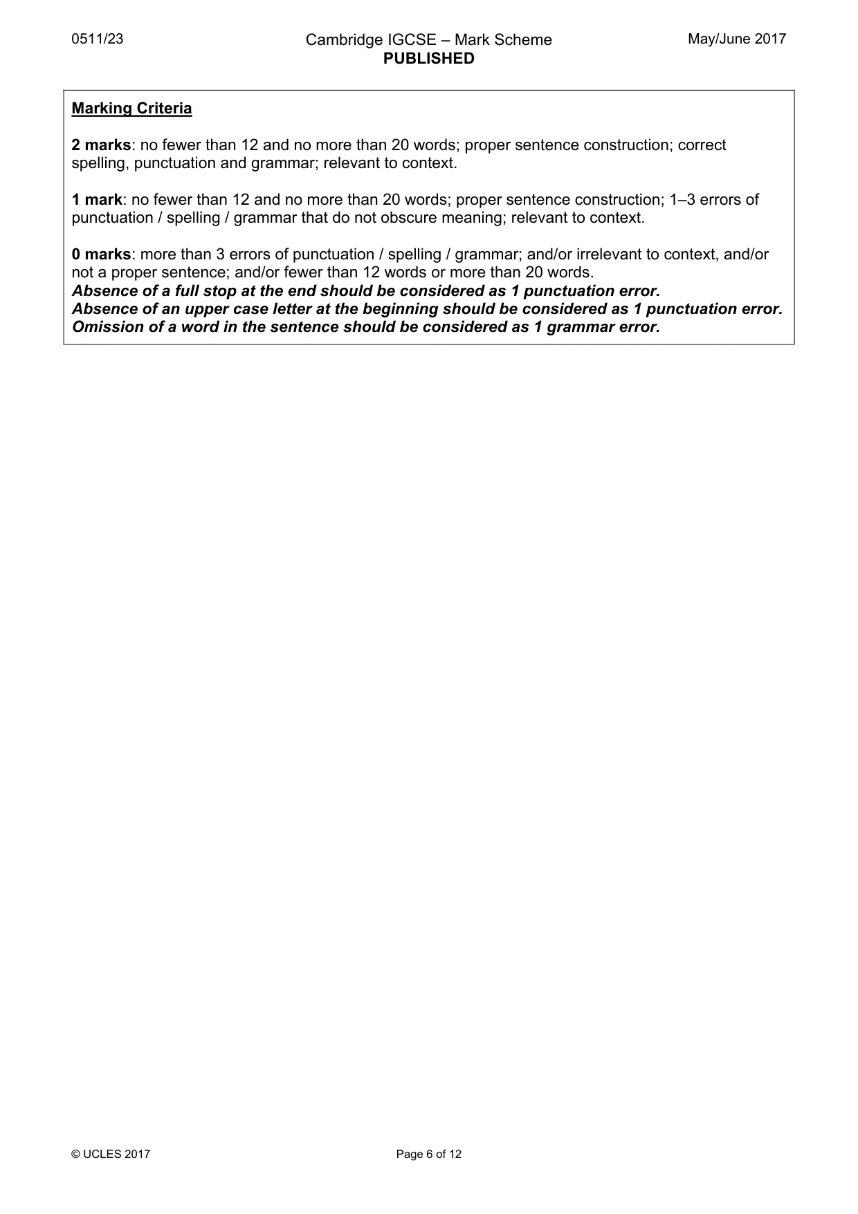 Mark scheme, page 6 of 12
