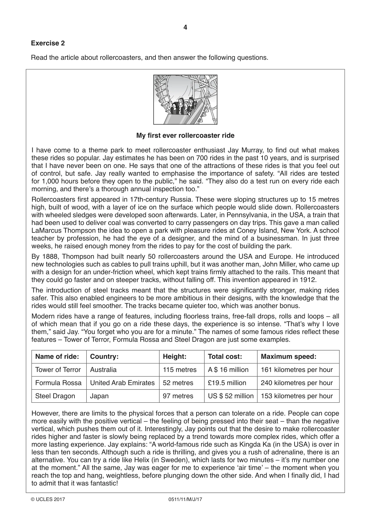 Cambridge IGCSE English - Second Language (count-in oral) 0511 2017 May/June Paper 1 · Variant 1 question paper, page 4 of 16