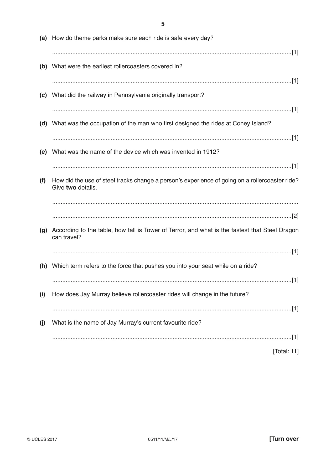 Cambridge IGCSE English - Second Language (count-in oral) 0511 2017 May/June Paper 1 · Variant 1 question paper, page 5 of 16