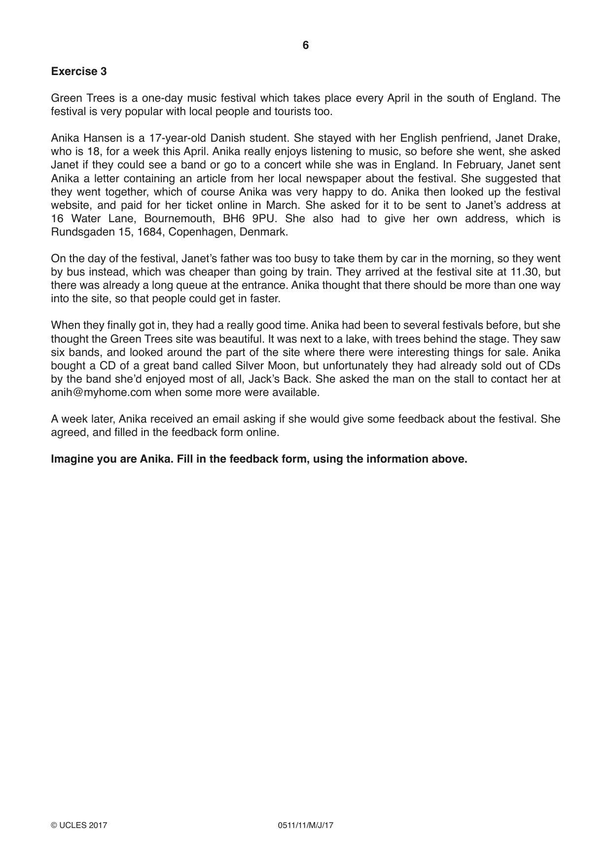 Cambridge IGCSE English - Second Language (count-in oral) 0511 2017 May/June Paper 1 · Variant 1 question paper, page 6 of 16