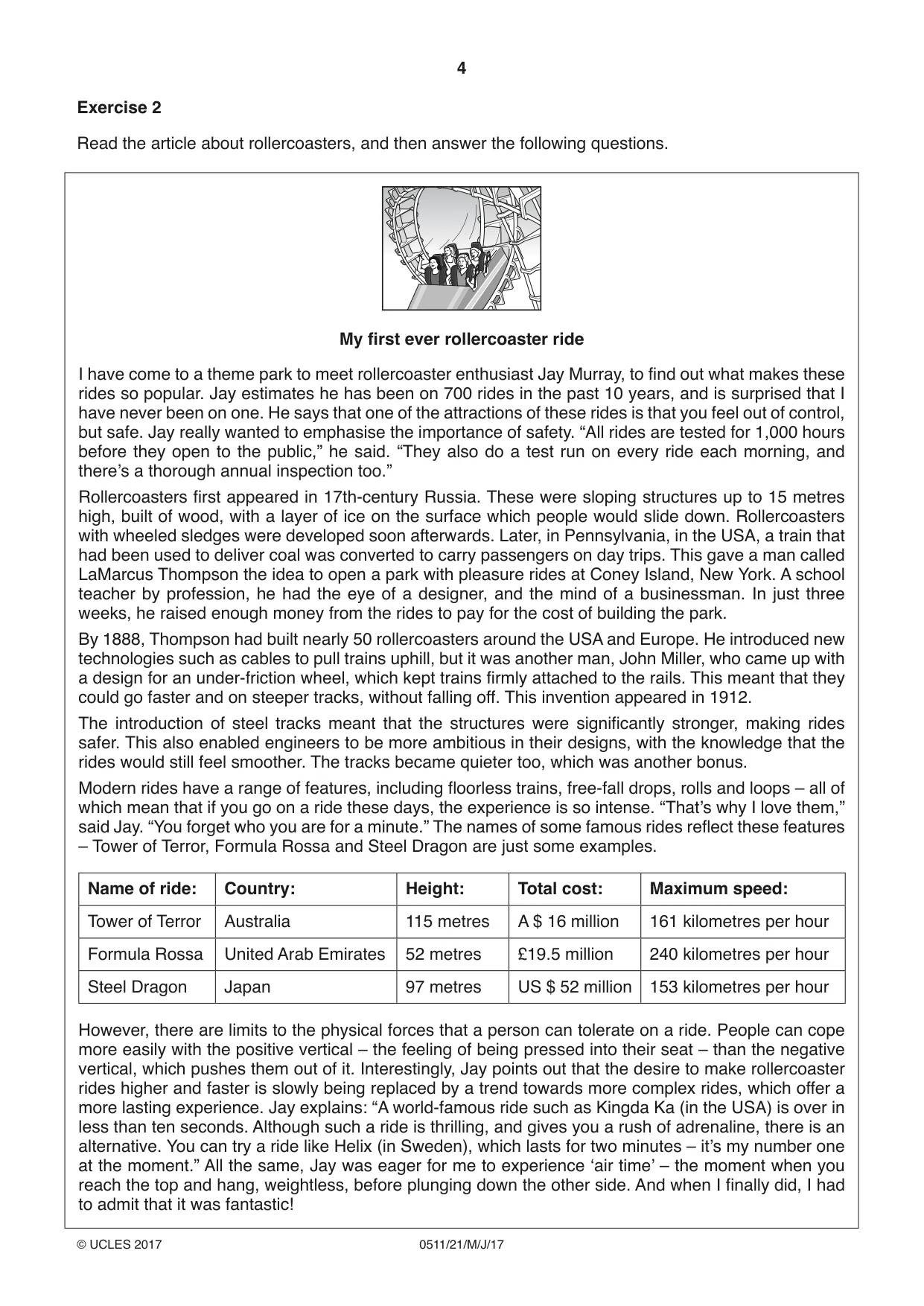 Cambridge IGCSE English - Second Language (count-in oral) 0511 2017 May/June Paper 2 · Variant 1 question paper, page 4 of 16