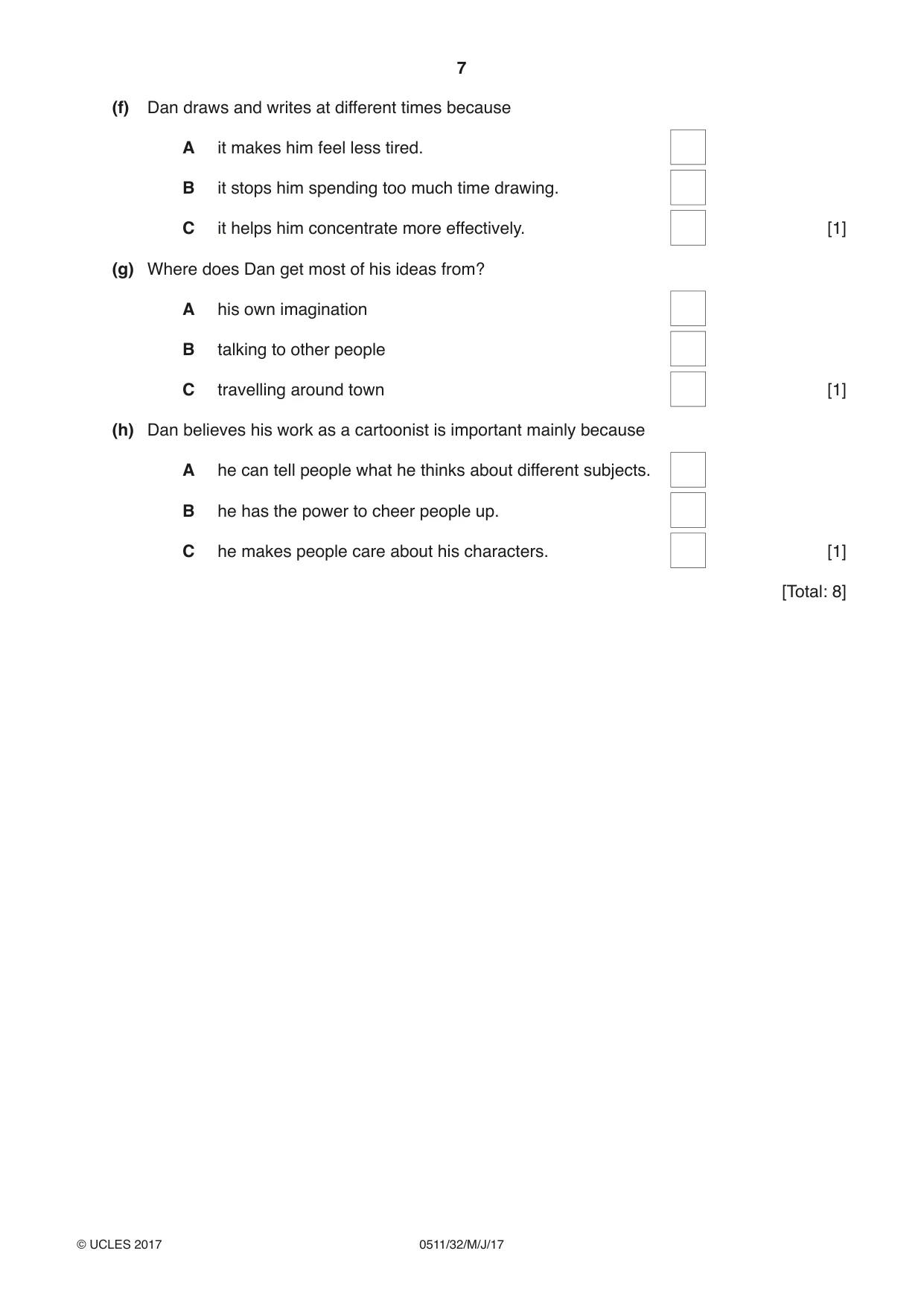 Cambridge IGCSE English - Second Language (count-in oral) 0511 2017 May/June Paper 3 · Variant 2 question paper, page 7 of 8