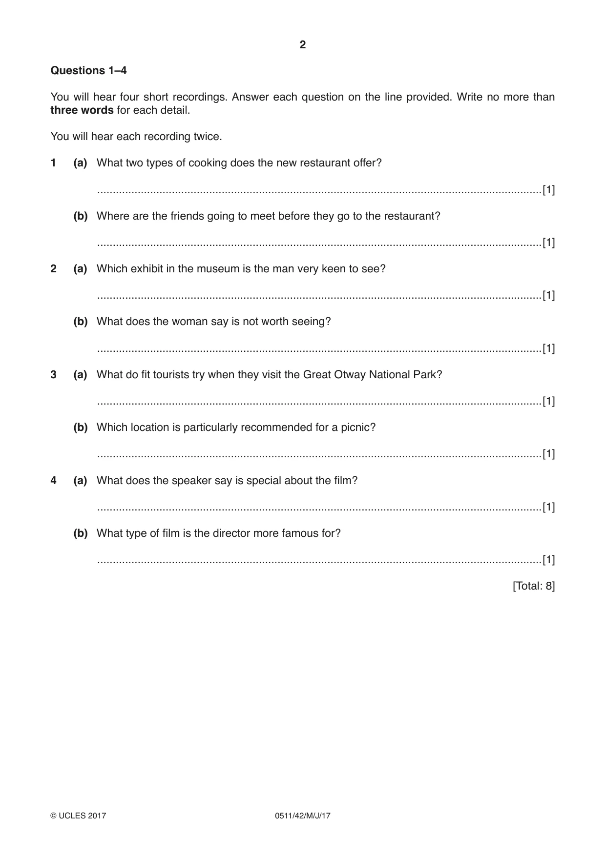 Cambridge IGCSE English - Second Language (count-in oral) 0511 2017 May/June Paper 4 · Variant 2 question paper, page 2 of 12