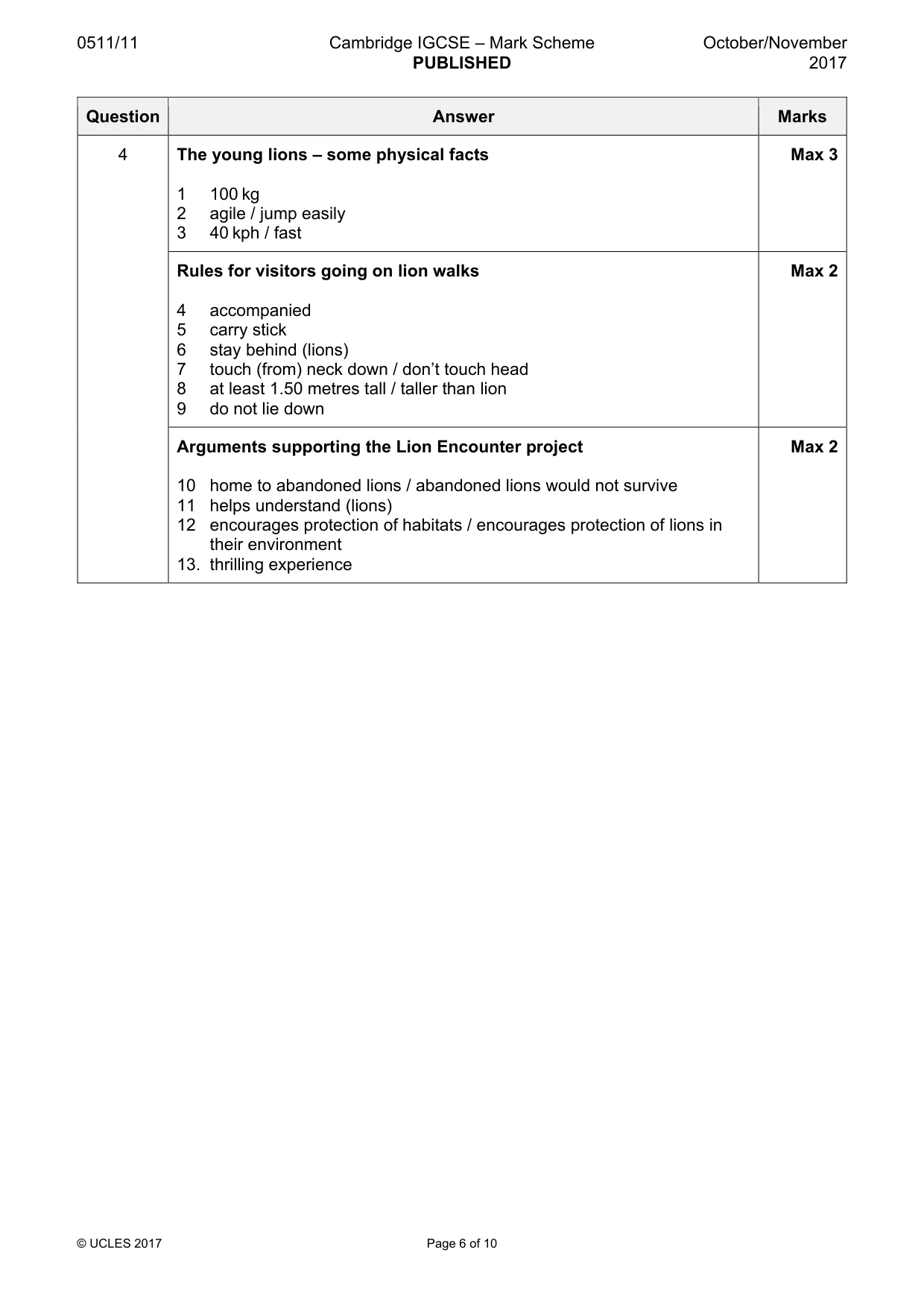 Mark scheme, page 6 of 10