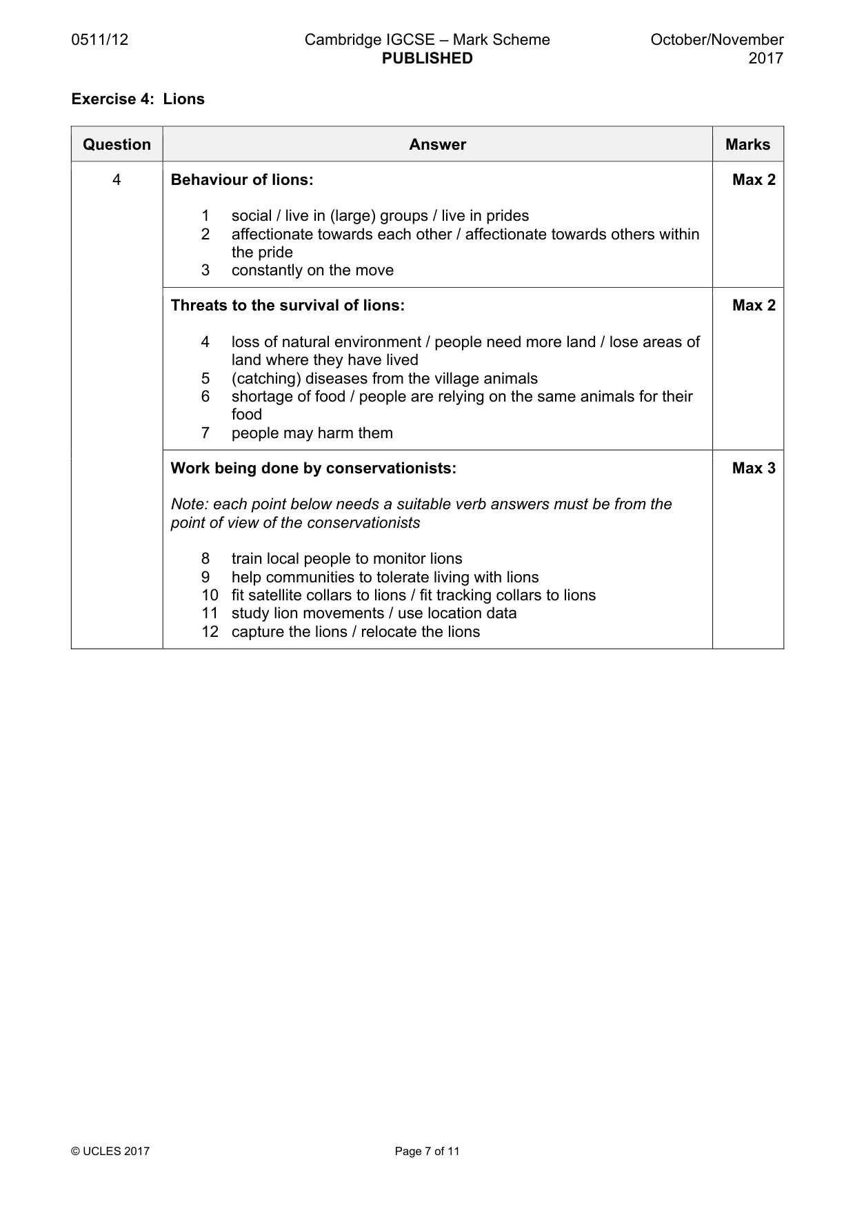 Mark scheme, page 7 of 11