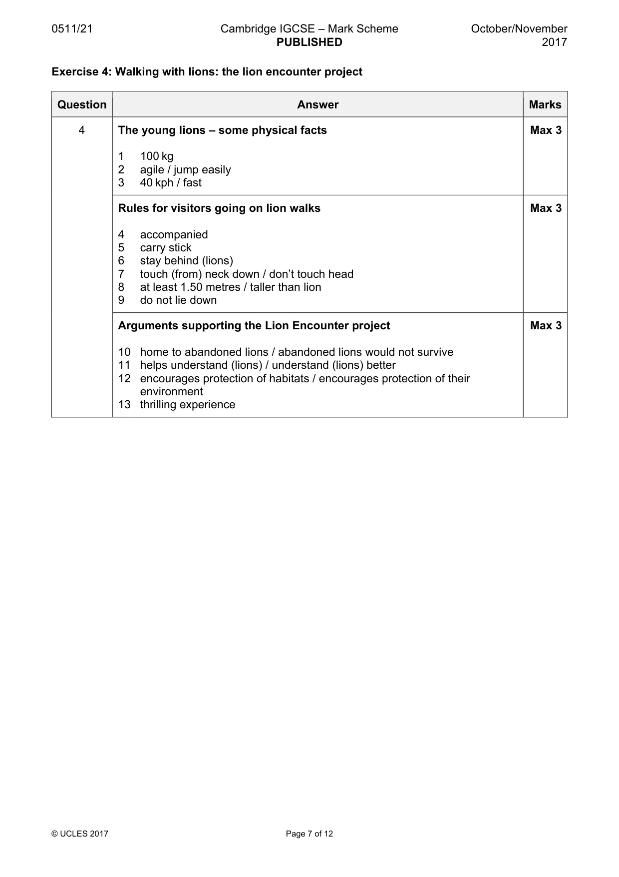 Mark scheme, page 7 of 12