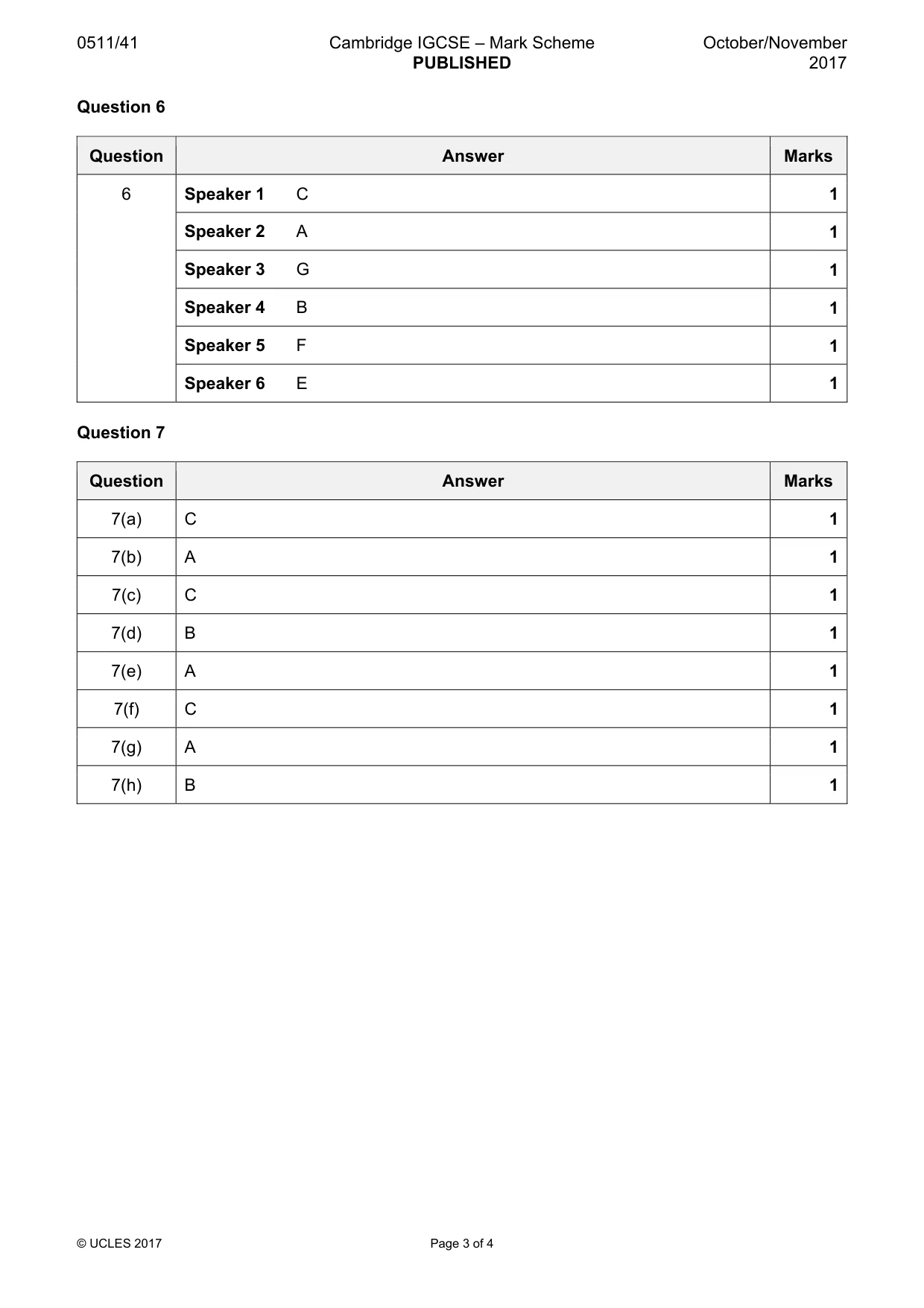 Mark scheme, page 3 of 4