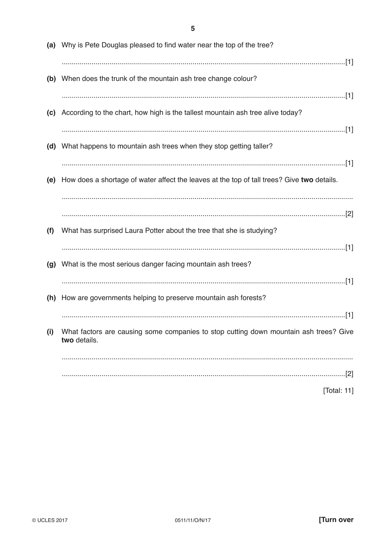 Cambridge IGCSE English - Second Language (count-in oral) 0511 2017 Oct/Nov Paper 1 · Variant 1 question paper, page 5 of 16